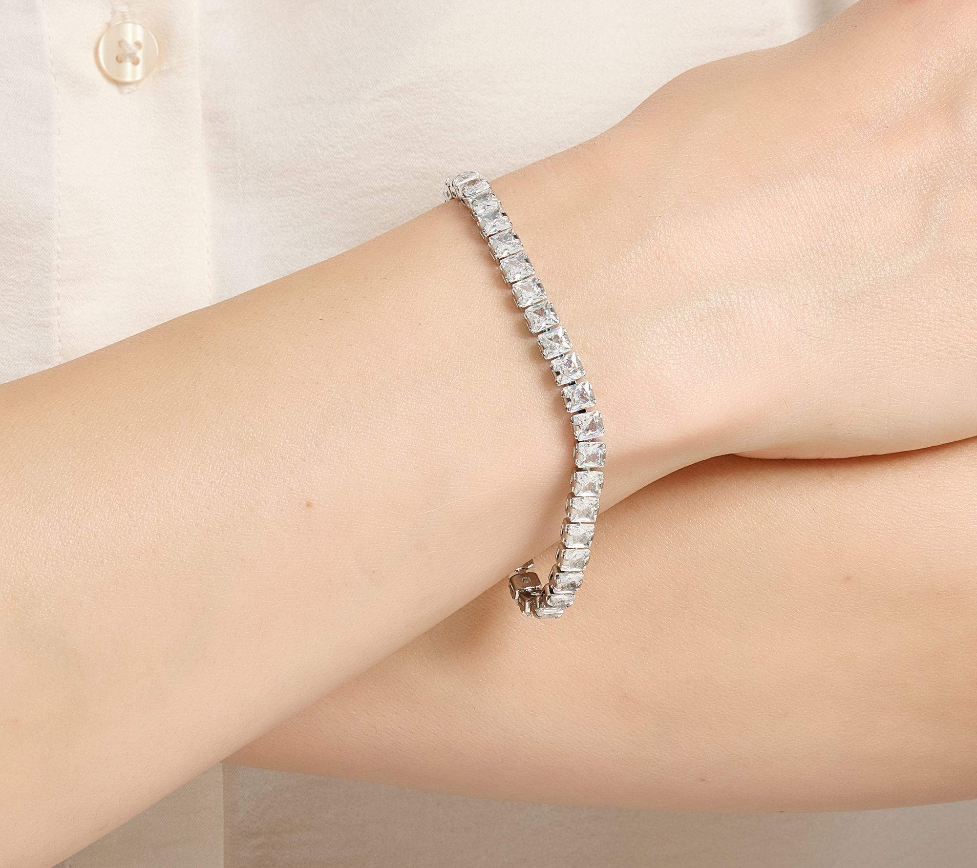 Steel by Diamonique Princess Cut Tennis Bracelet Bracelet