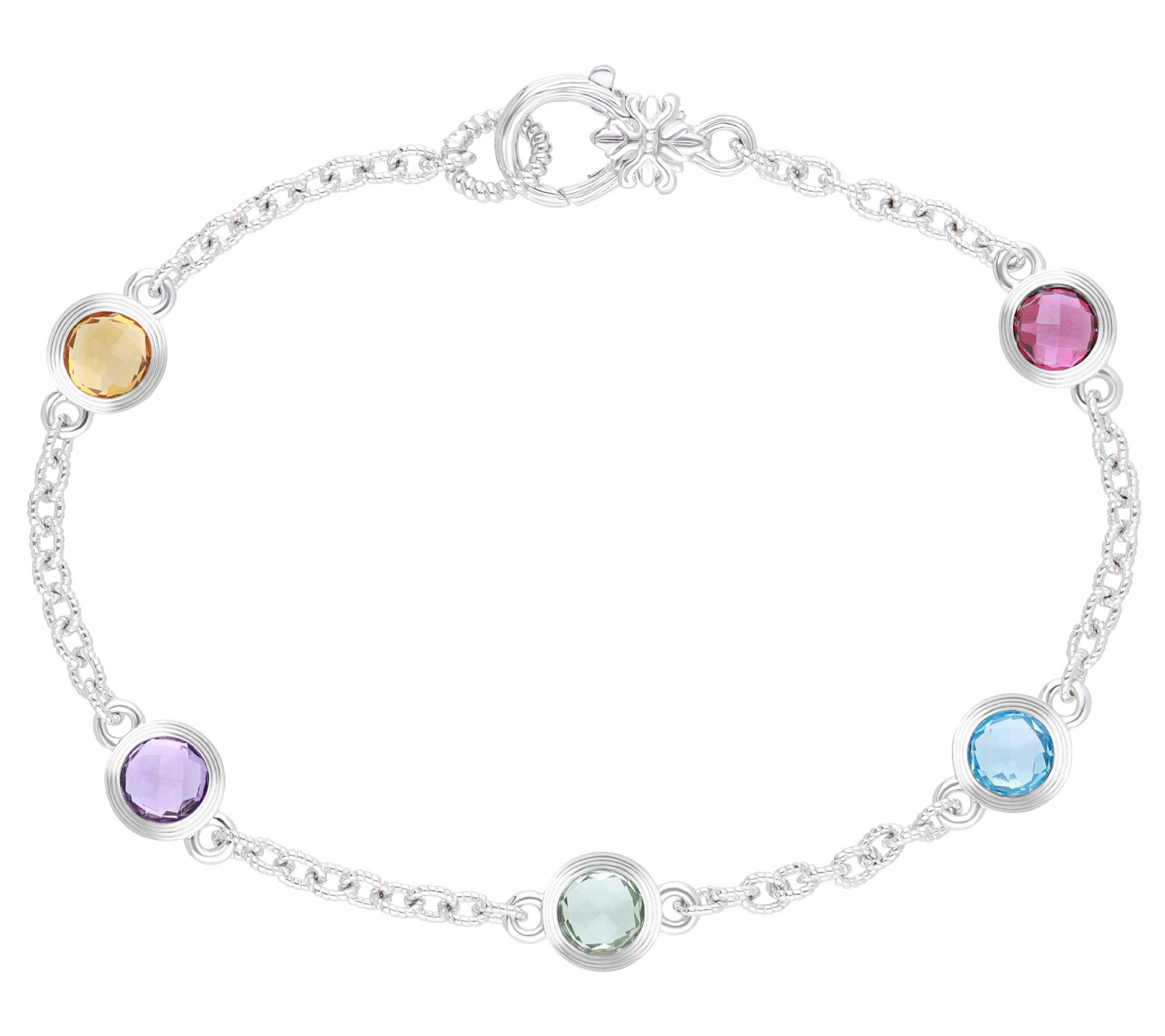 Ariva Sterling Silver Gemstone Station Bracelet