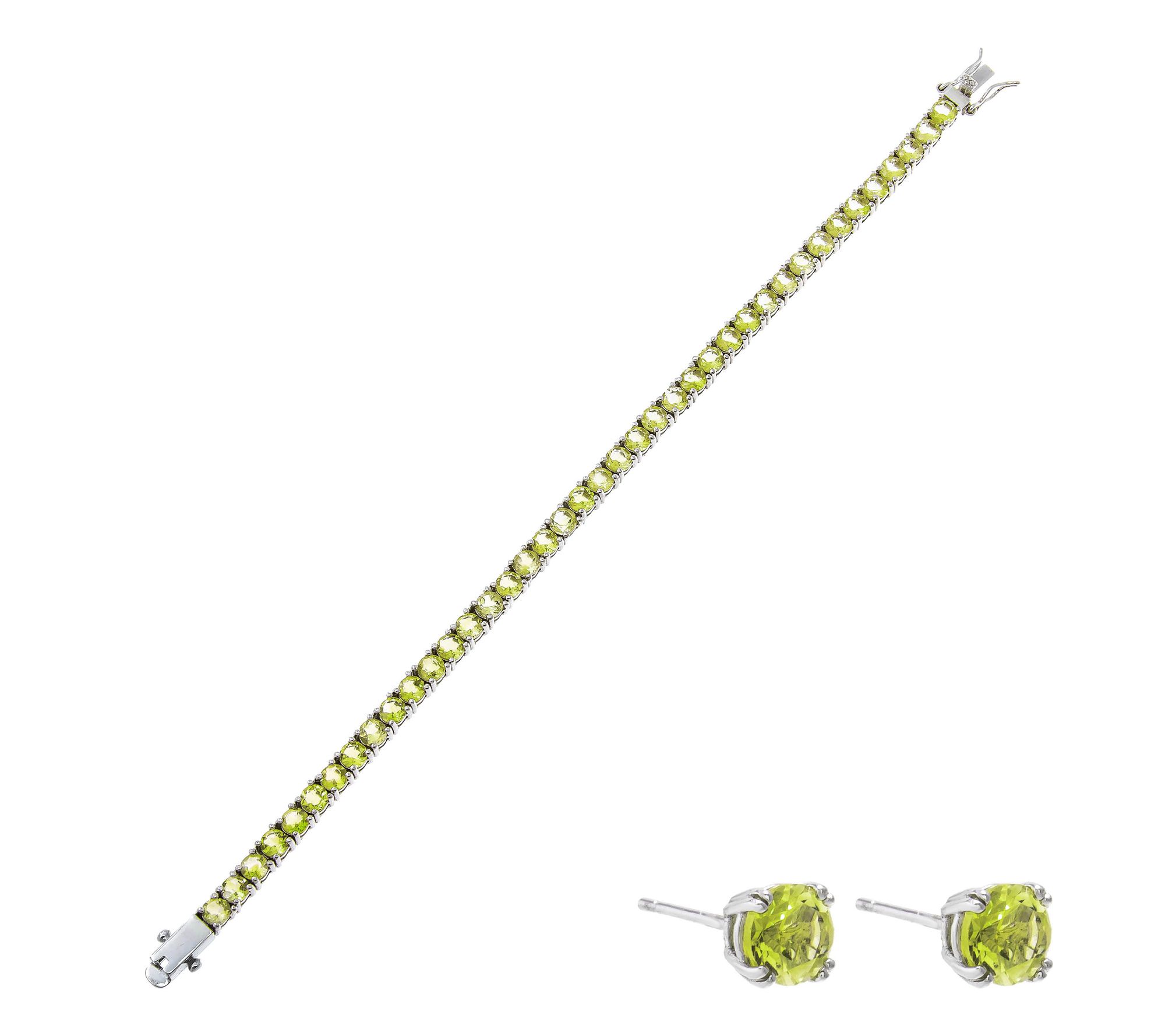 Affinity Gems Bracelet & Stud Earrings Set, Sterling Silver