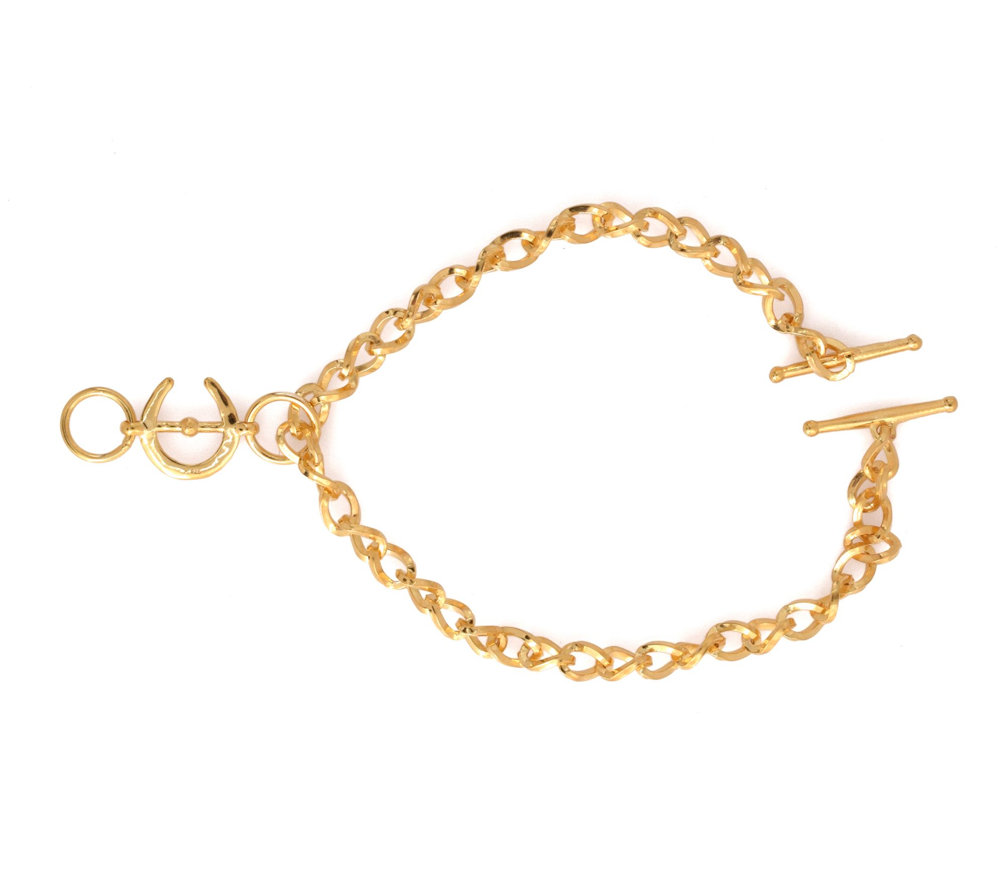 14K Gold Plated Curb Link Toggle Bracelet