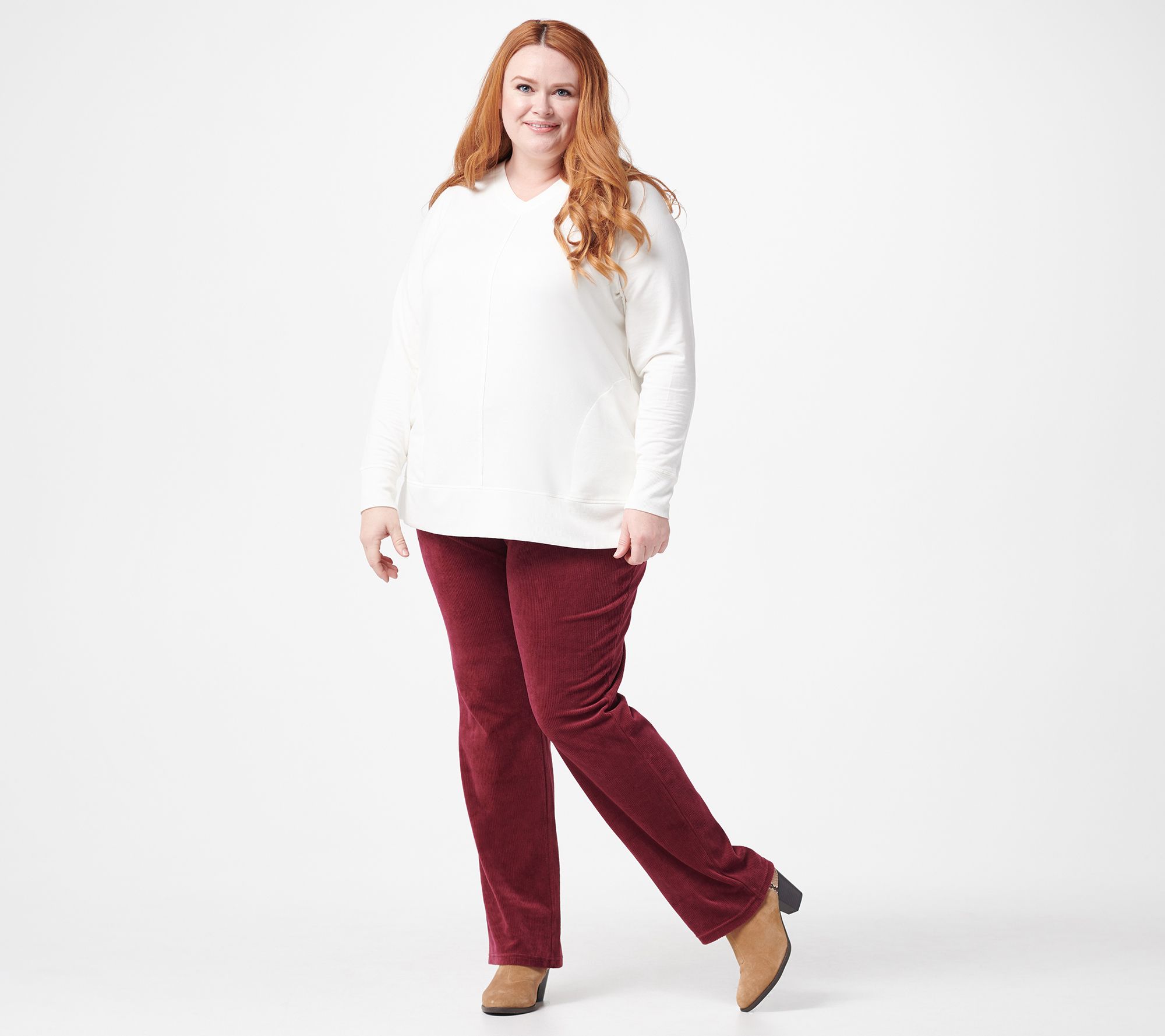 Quacker Factory Regular Corduroy Straight Leg Pants w Pockets