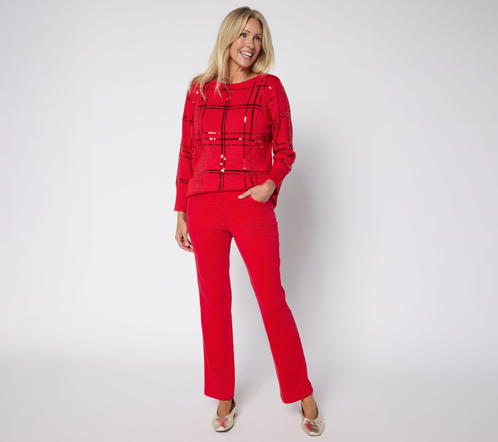 Belle by Kim Gravel Regular TripleLuxe Corduroy Straight Pant