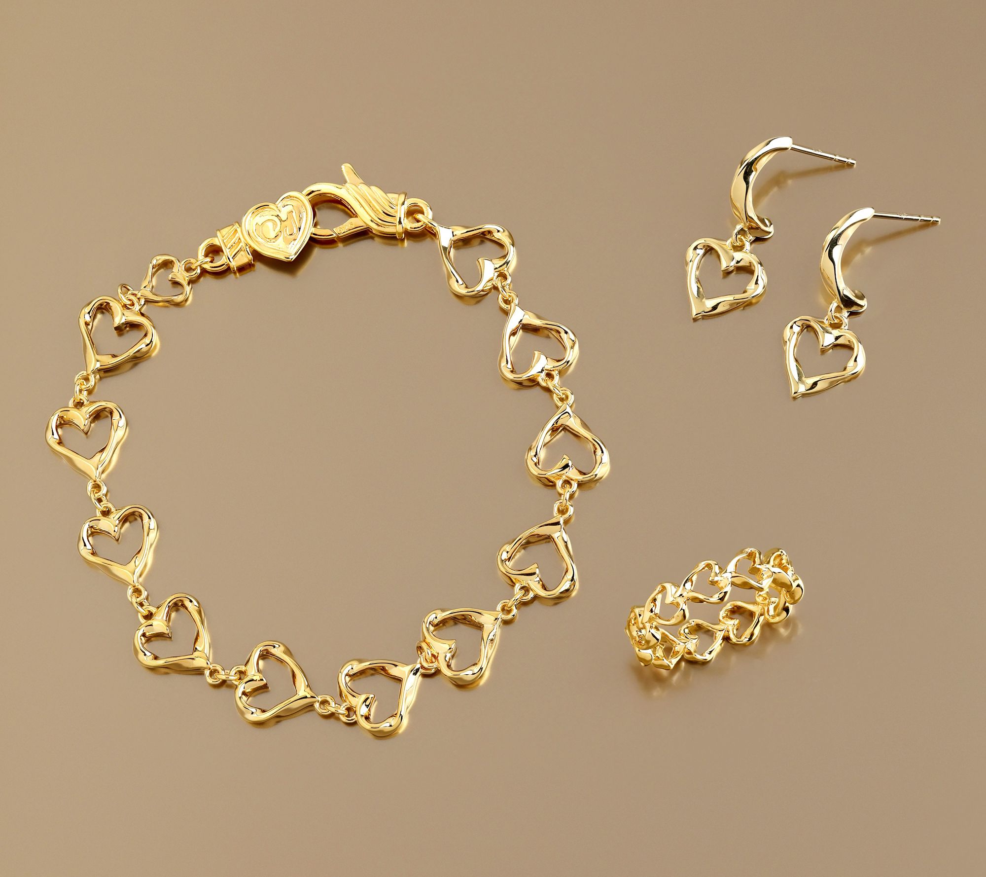 Christian James by Scott Grimes 14K Gold Clad Heart Link Bracelet 11.0g