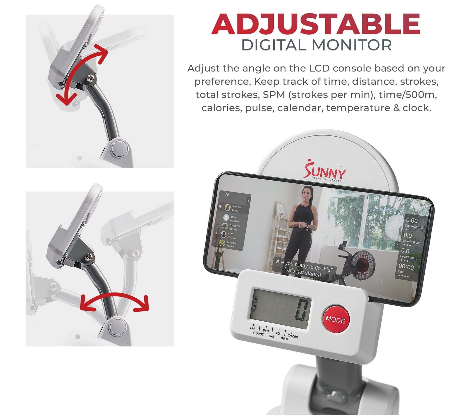 Sunny Health Fitness SMART Foldable Magnetic Rower