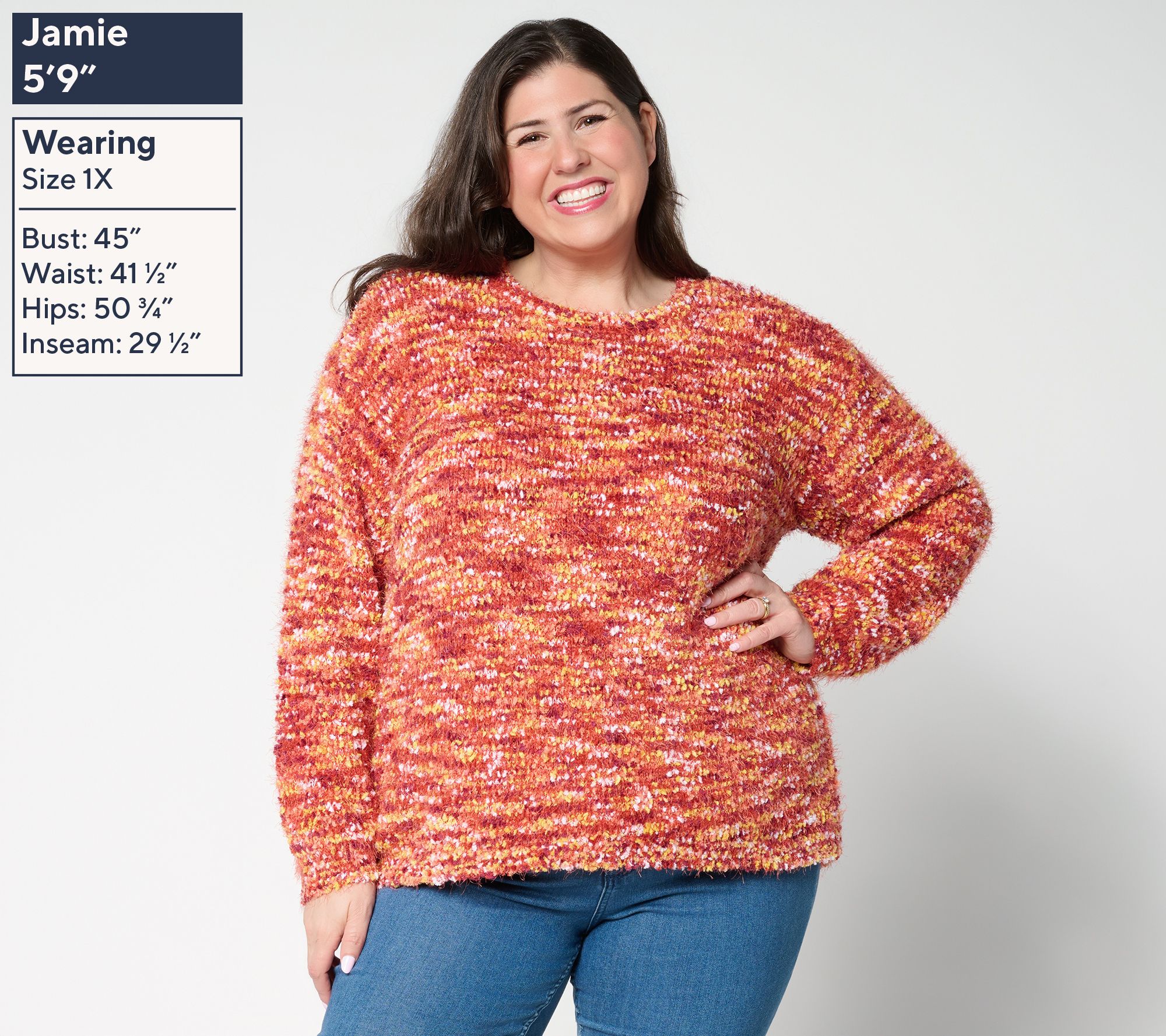 LOGO by Lori Goldstein Confetti Yarn High Low Hem Sweater