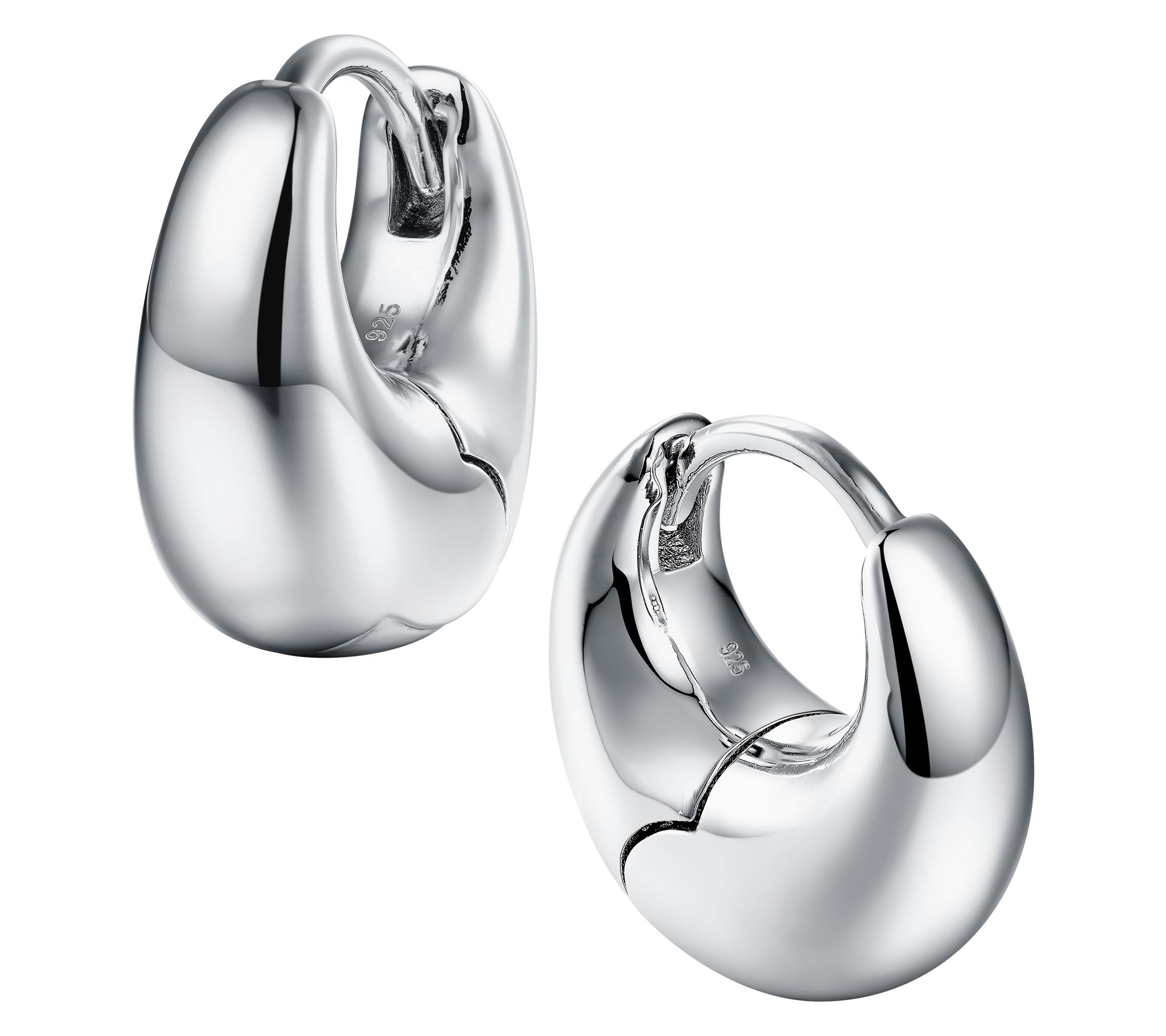 Silver Style Chunky Mini Huggie Hoop Earrings,Sterling