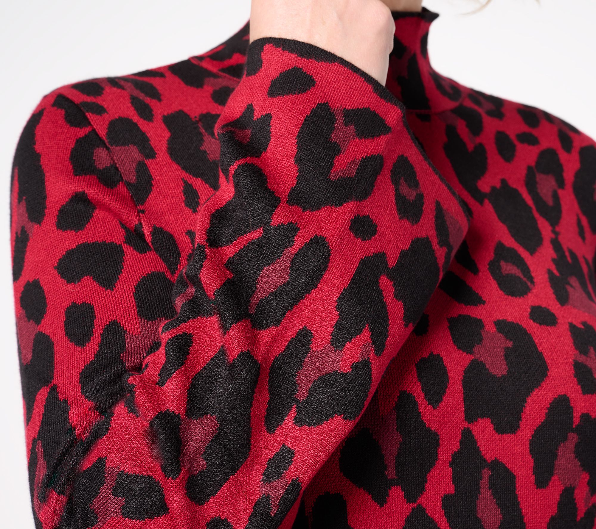 Dennis Basso Jacquard Turtleneck Sweater