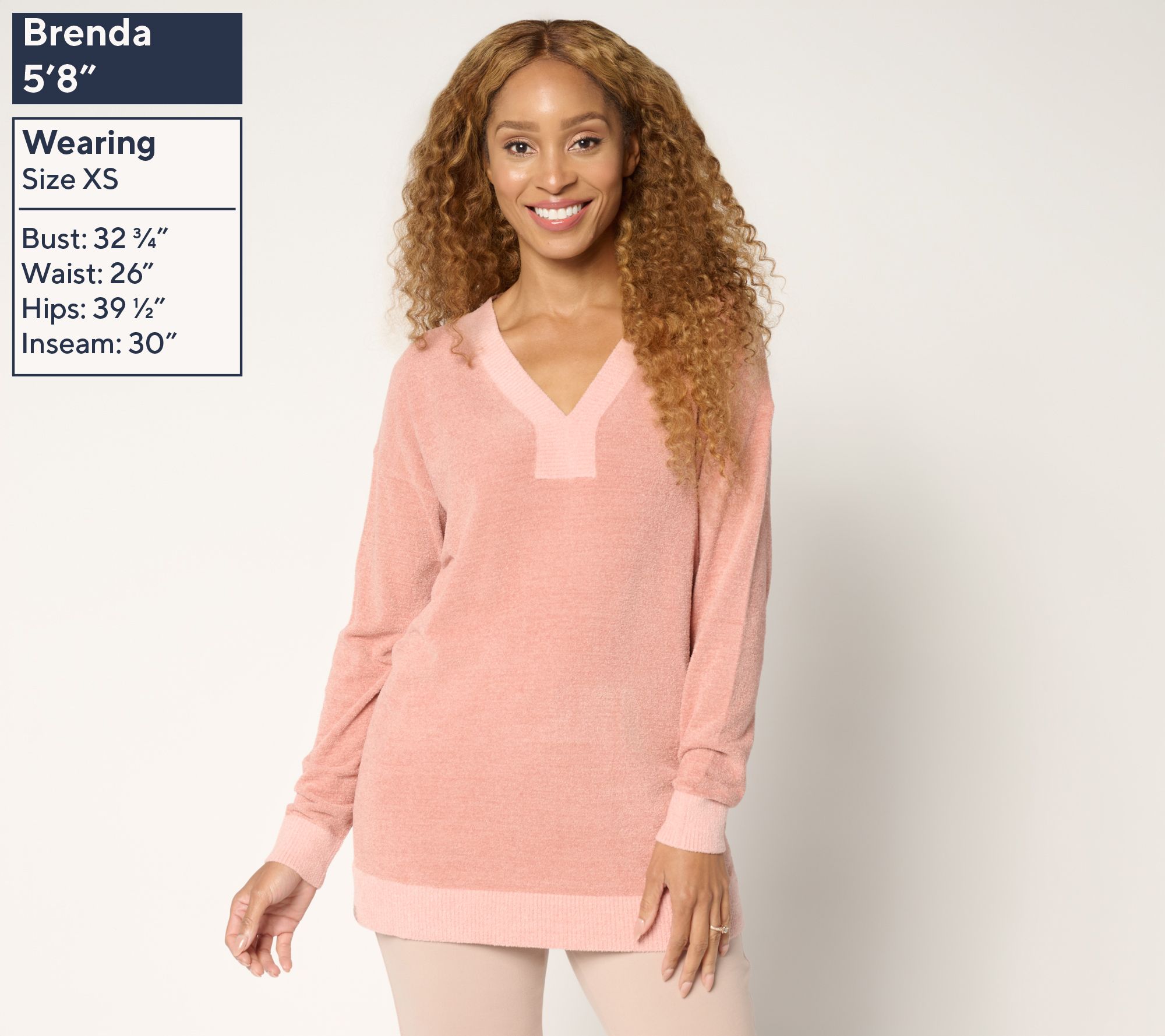 Barefoot Dreams Petite CozyChic Ultra Lite Color Block V-Neck Tunic