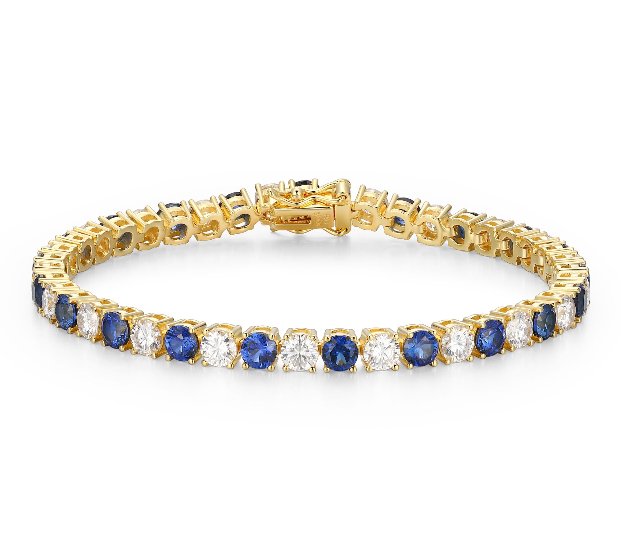 Moissanite & Created Sapphire Tennis Bracelet,18k Gold Plated