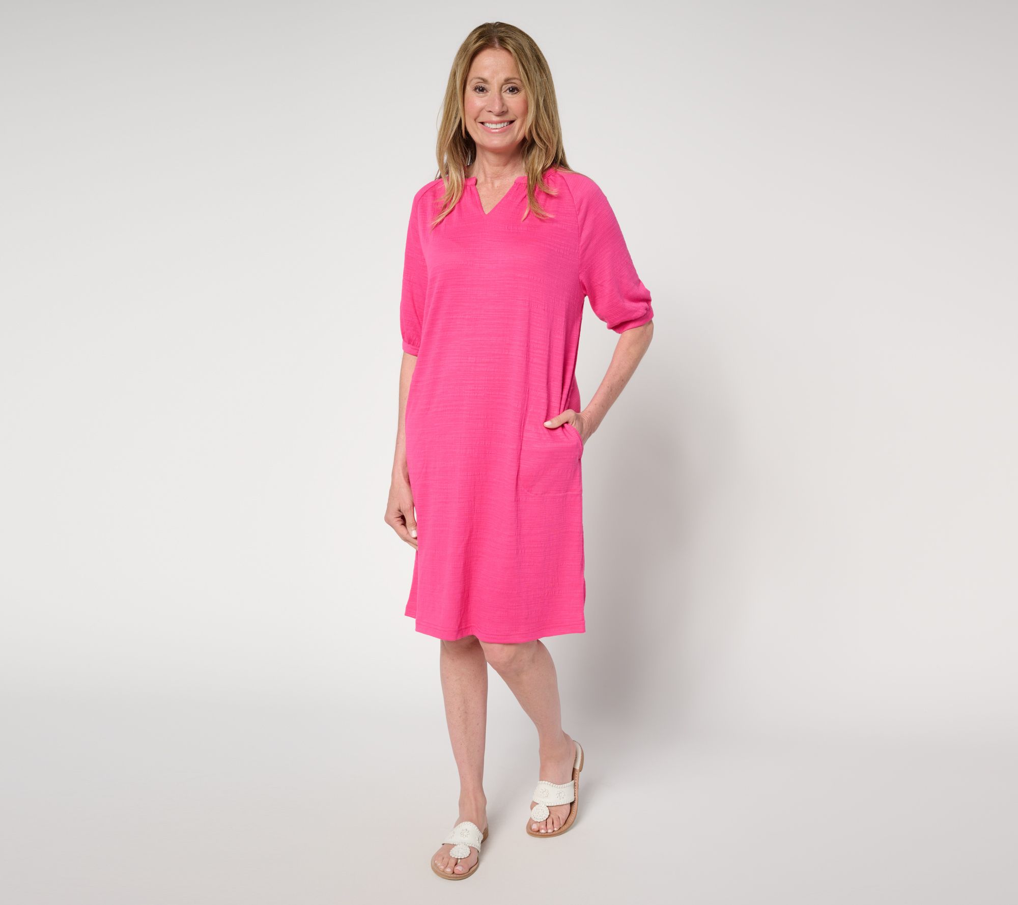 Stan Herman Crepe Knit Elbow Sleeve Halftan