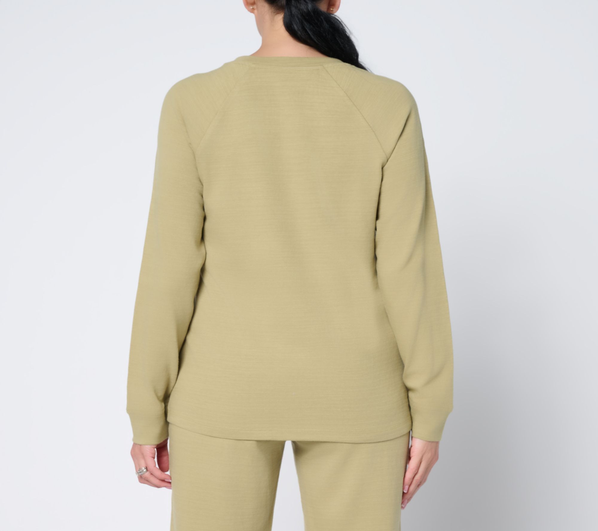 Denim & Co. Active Textured Cotton Pullover with Button Detail