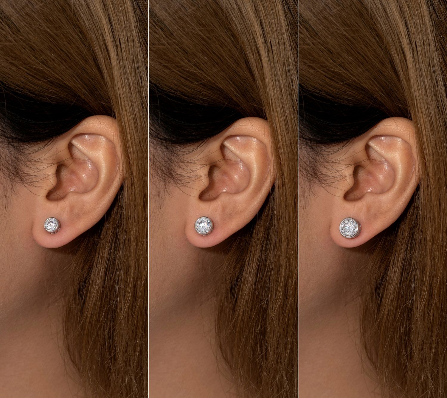 Diamonique 3.00cttw Sterling Bezel Solitaire Stud Earrings Set