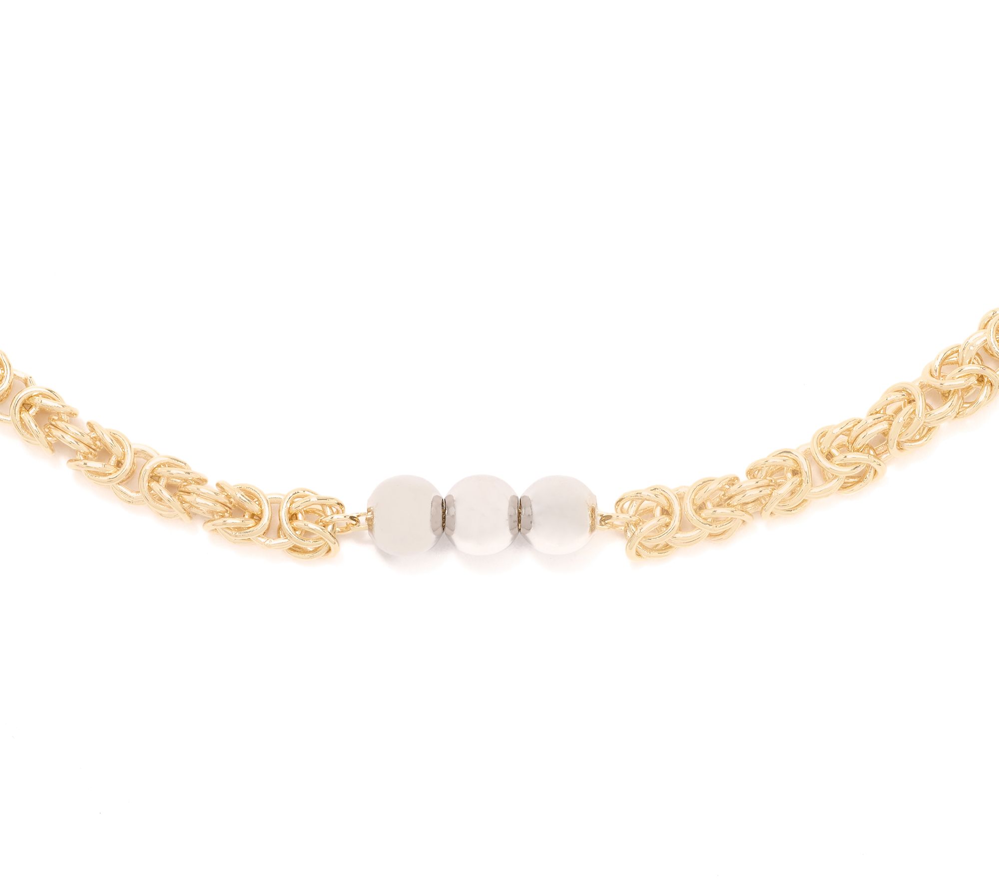 Silver Style Two-Tone Byzantine & Bead Necklace, Sterling Silver