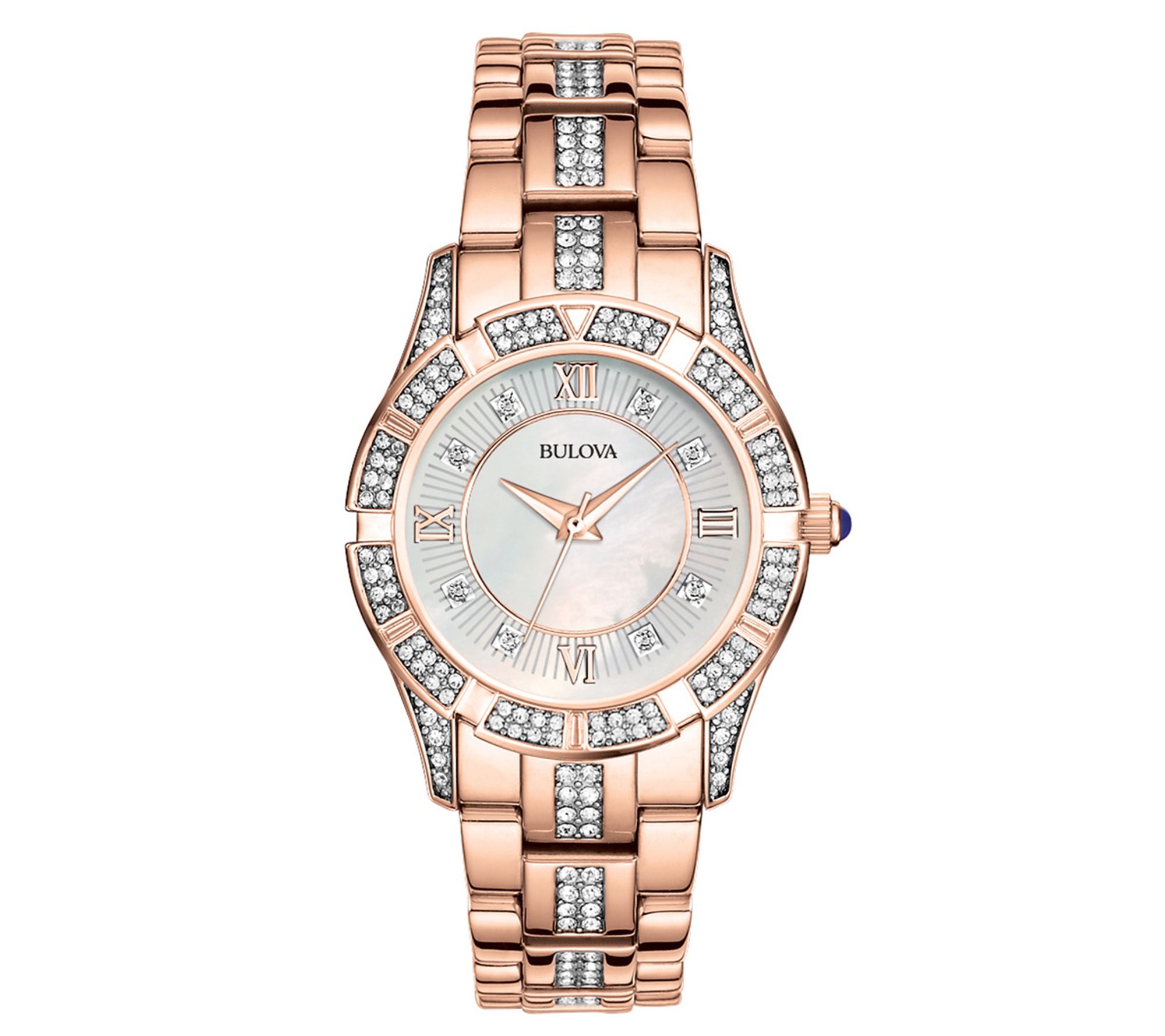 Bulova Women's Crystal Accent Rosetone BraceletWatch