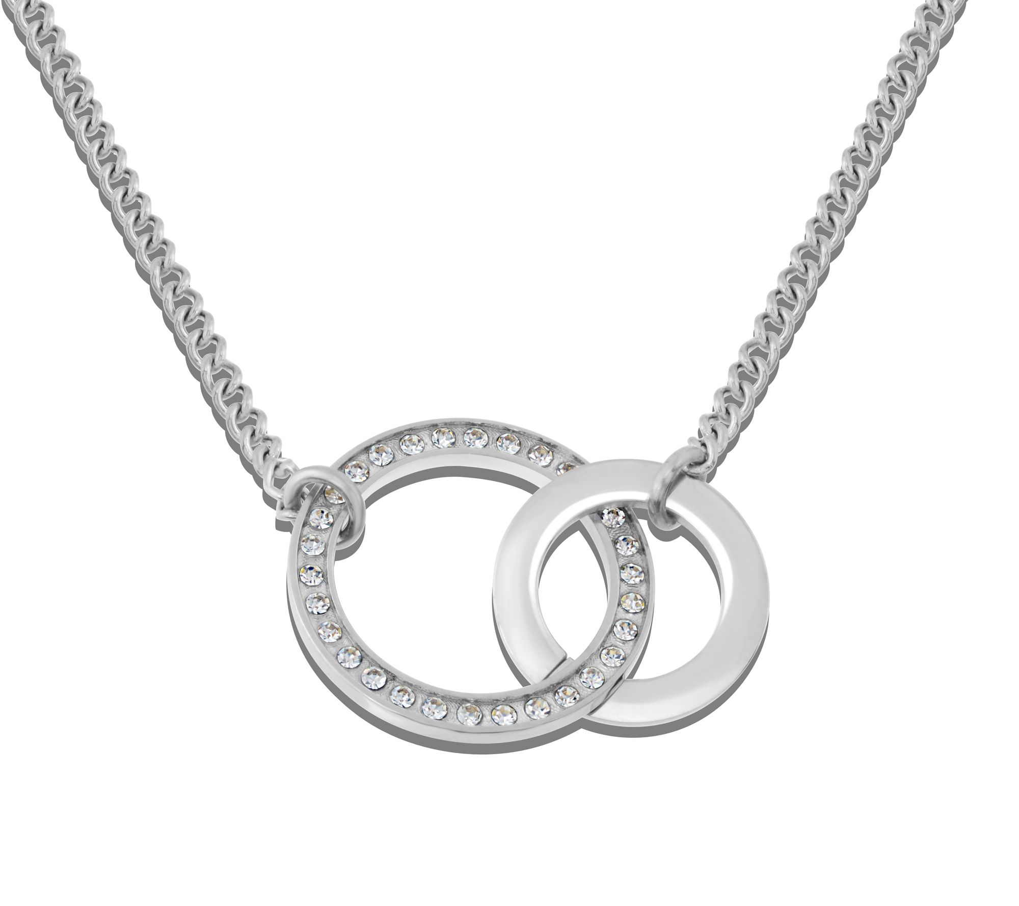 Steel by Design Open Circle Crystal Necklace