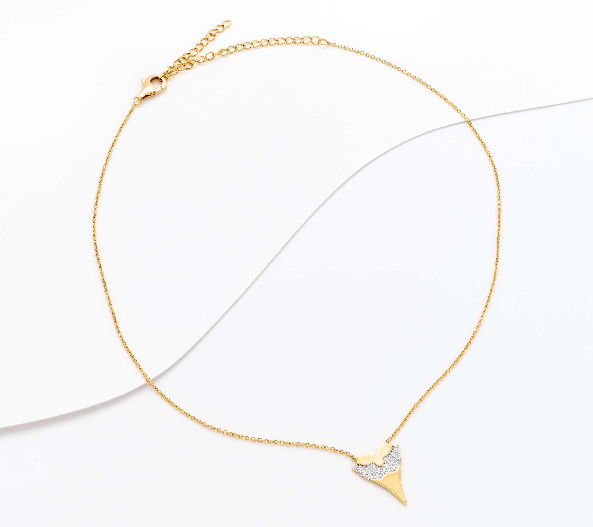 Diamonique x Jennifer Miller Heart Motif Necklace, 14K Gold Plated
