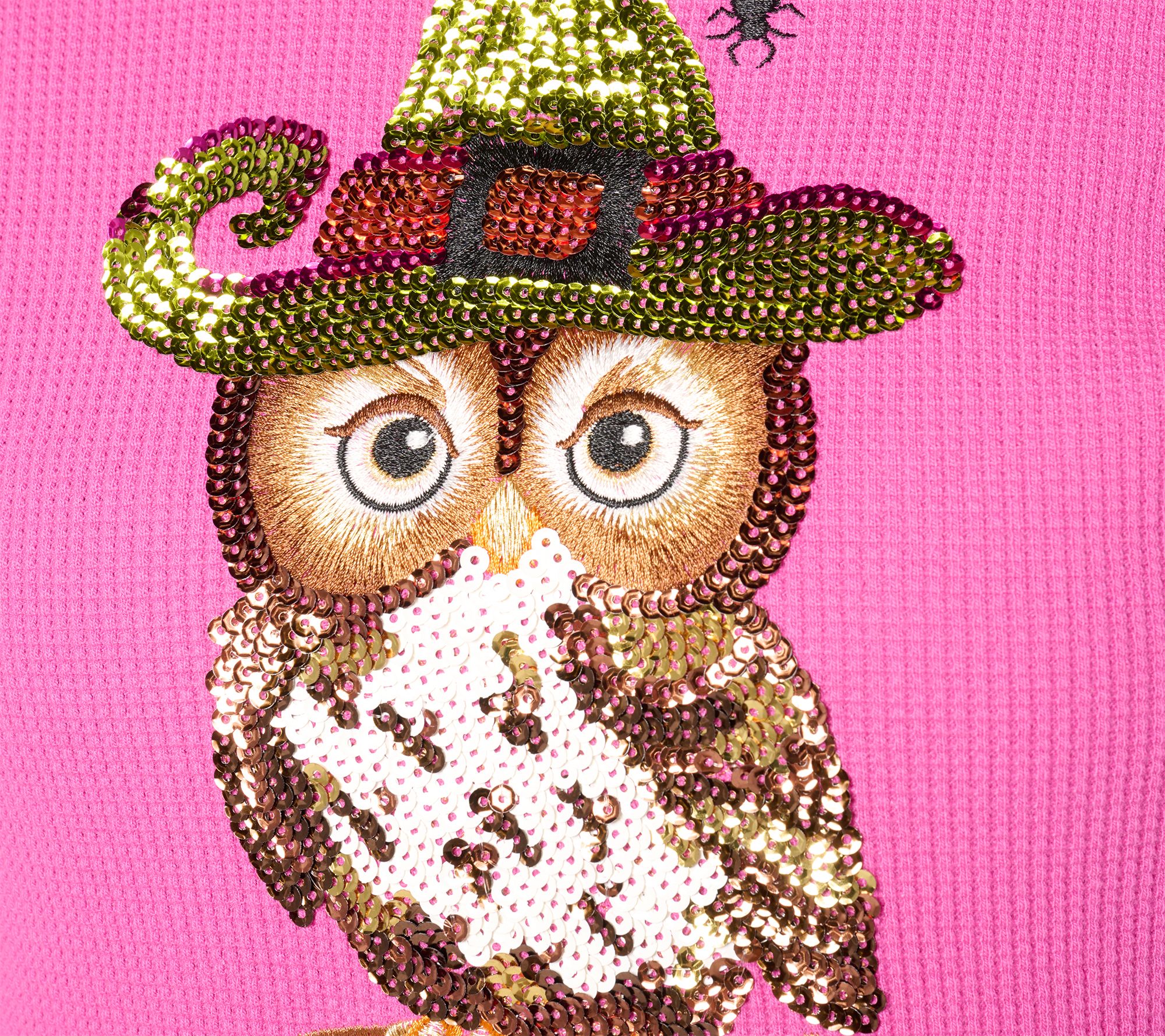 Quacker Factory If the Hat Fits Sequin Waffle Knit Top