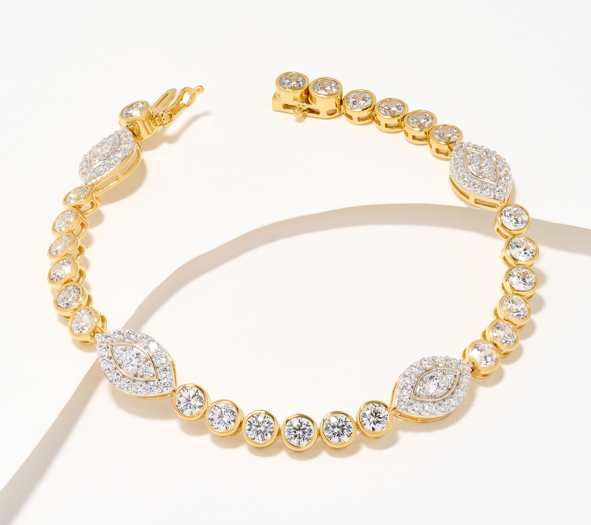 Diamonique x Jennifer Miller Motif Station Bracelet, 14K Plated