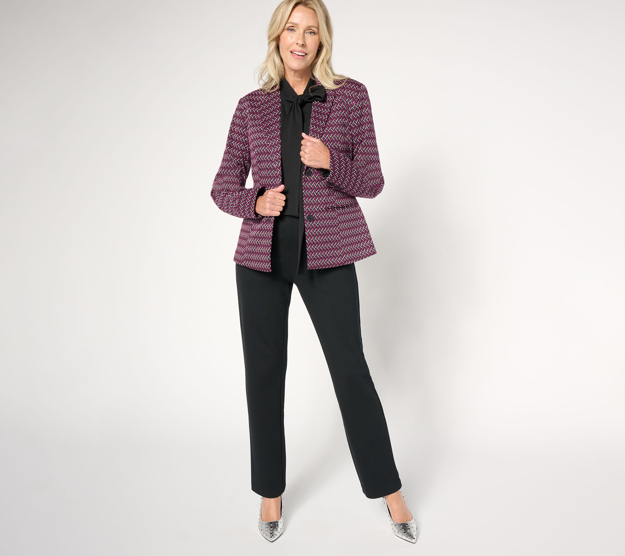 by Stacy London Patterned Knit Jacquard Blazer