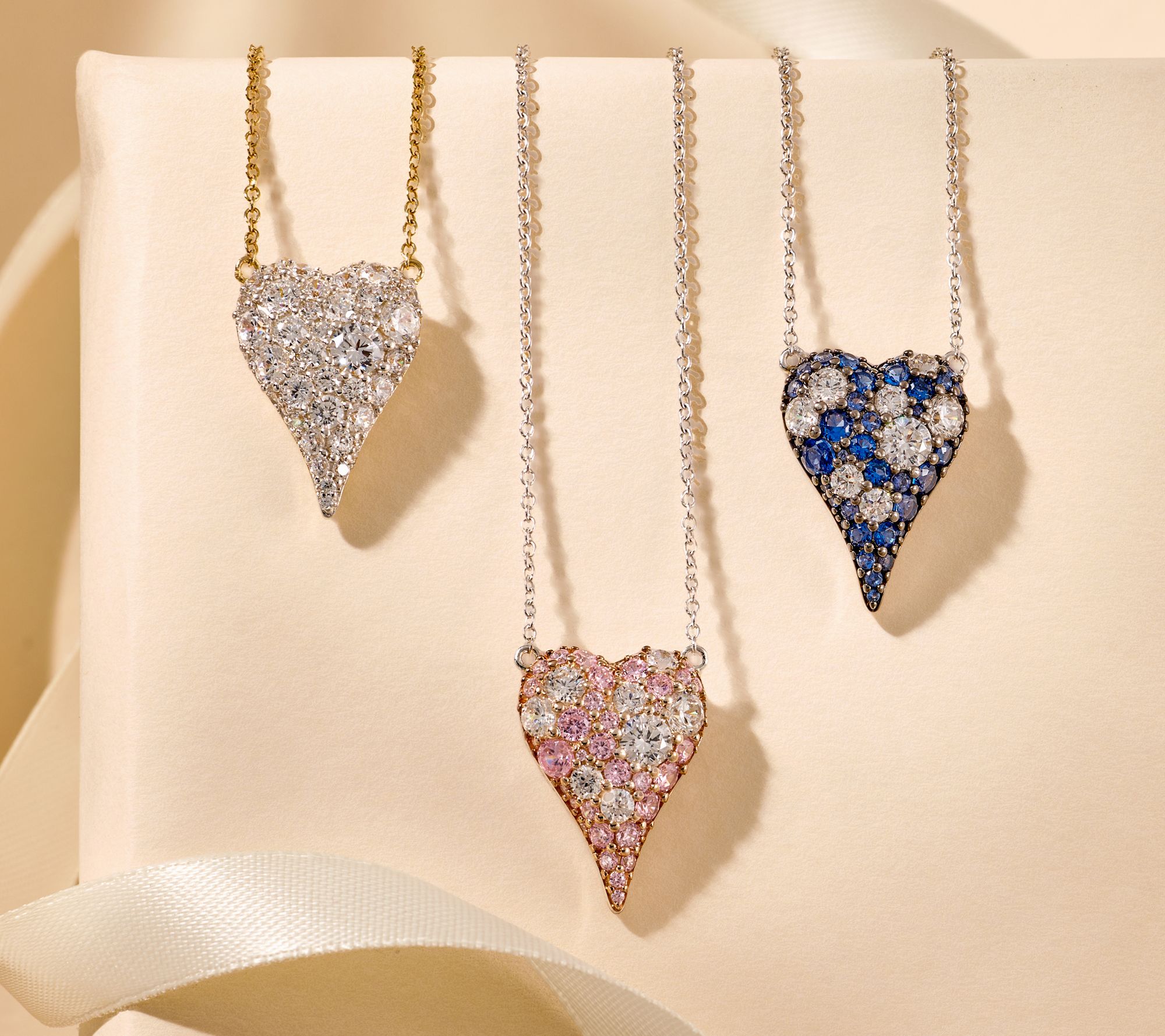 Diamonique x Jennifer Miller Cobblestone Heart Necklace, Sterl