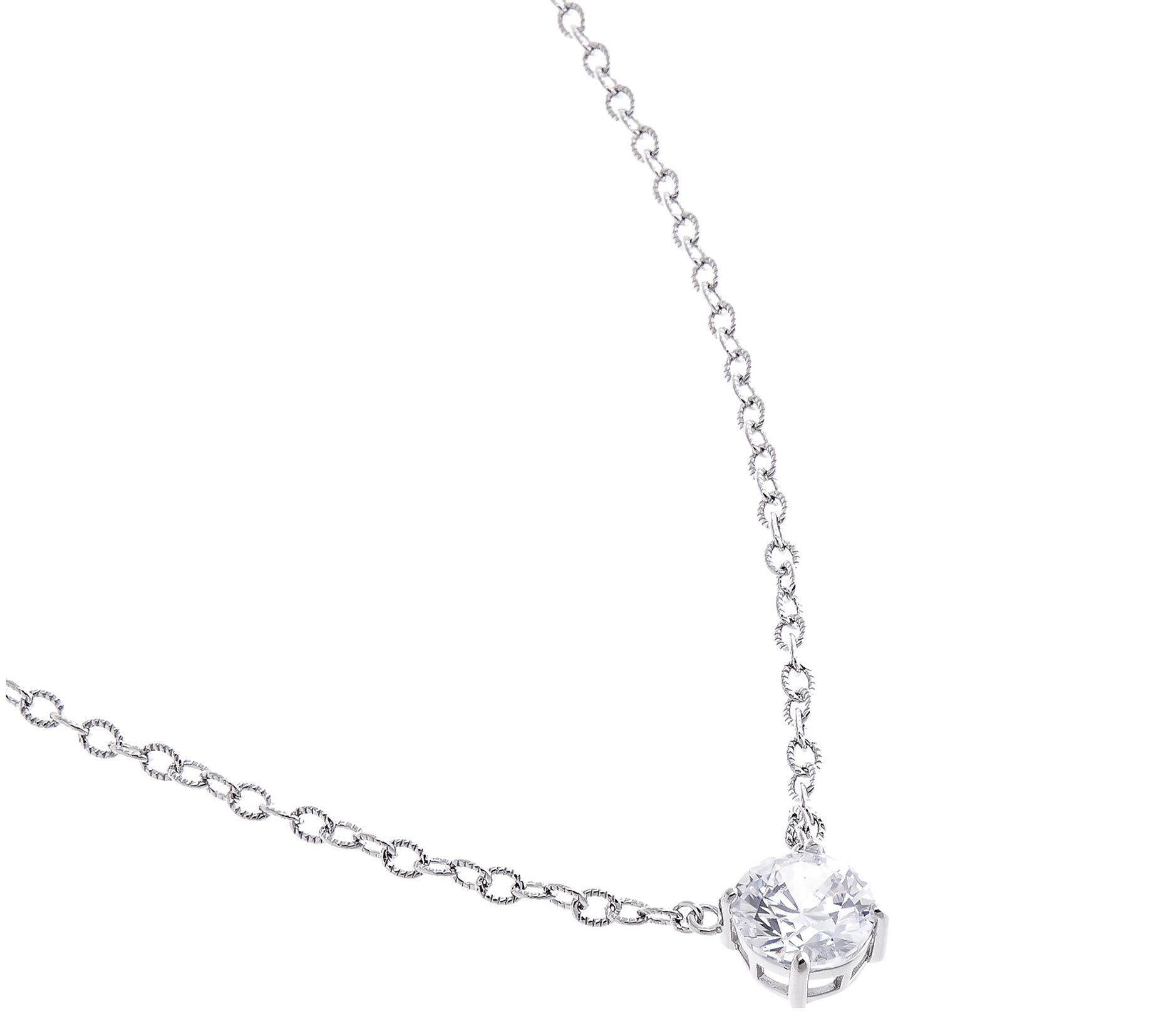 Diamonique Round with Diamond Cut Necklace & Stud Earrings Set