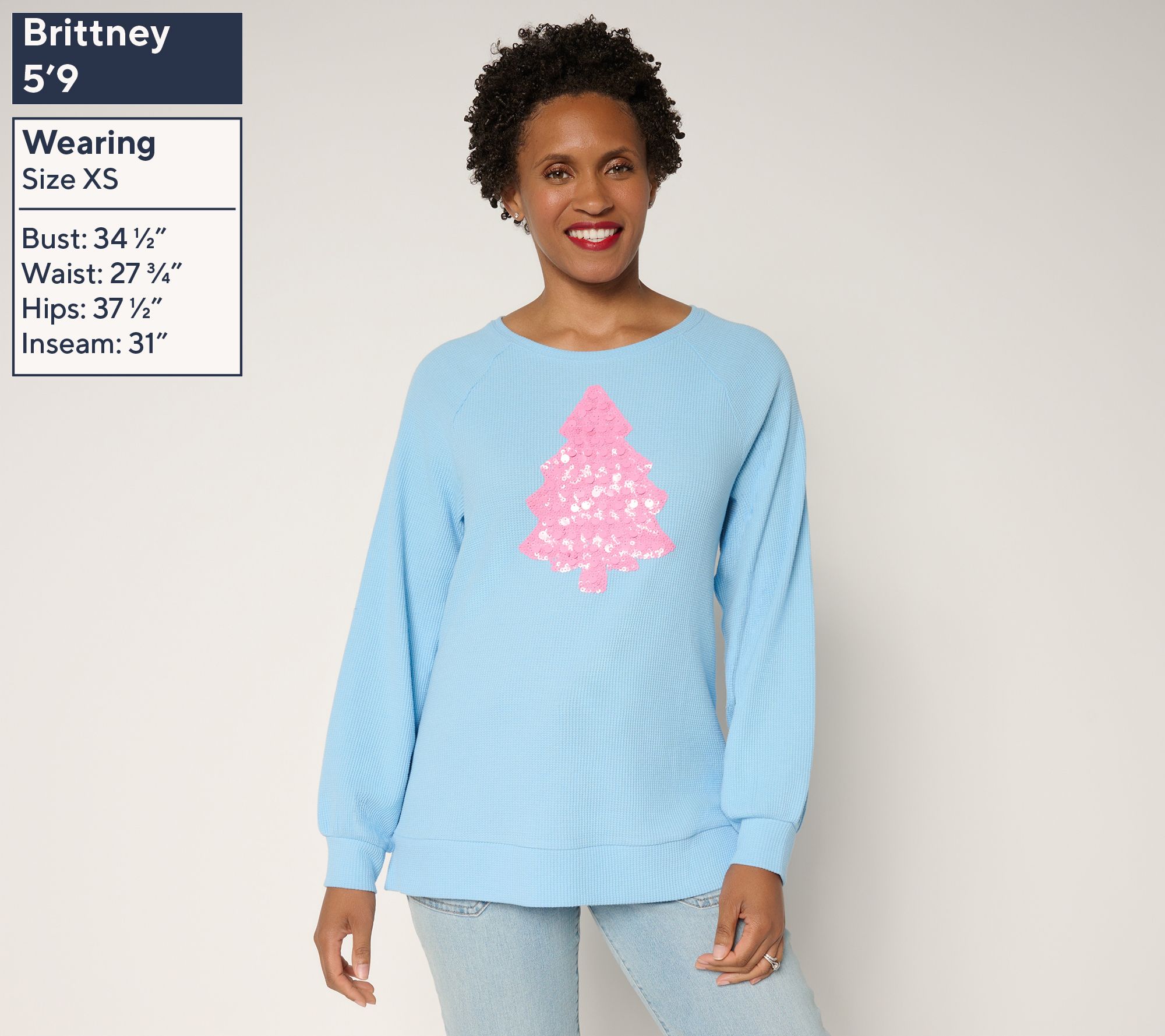 Quacker Factory Dreaming of a Pink Christmas Waffle Top