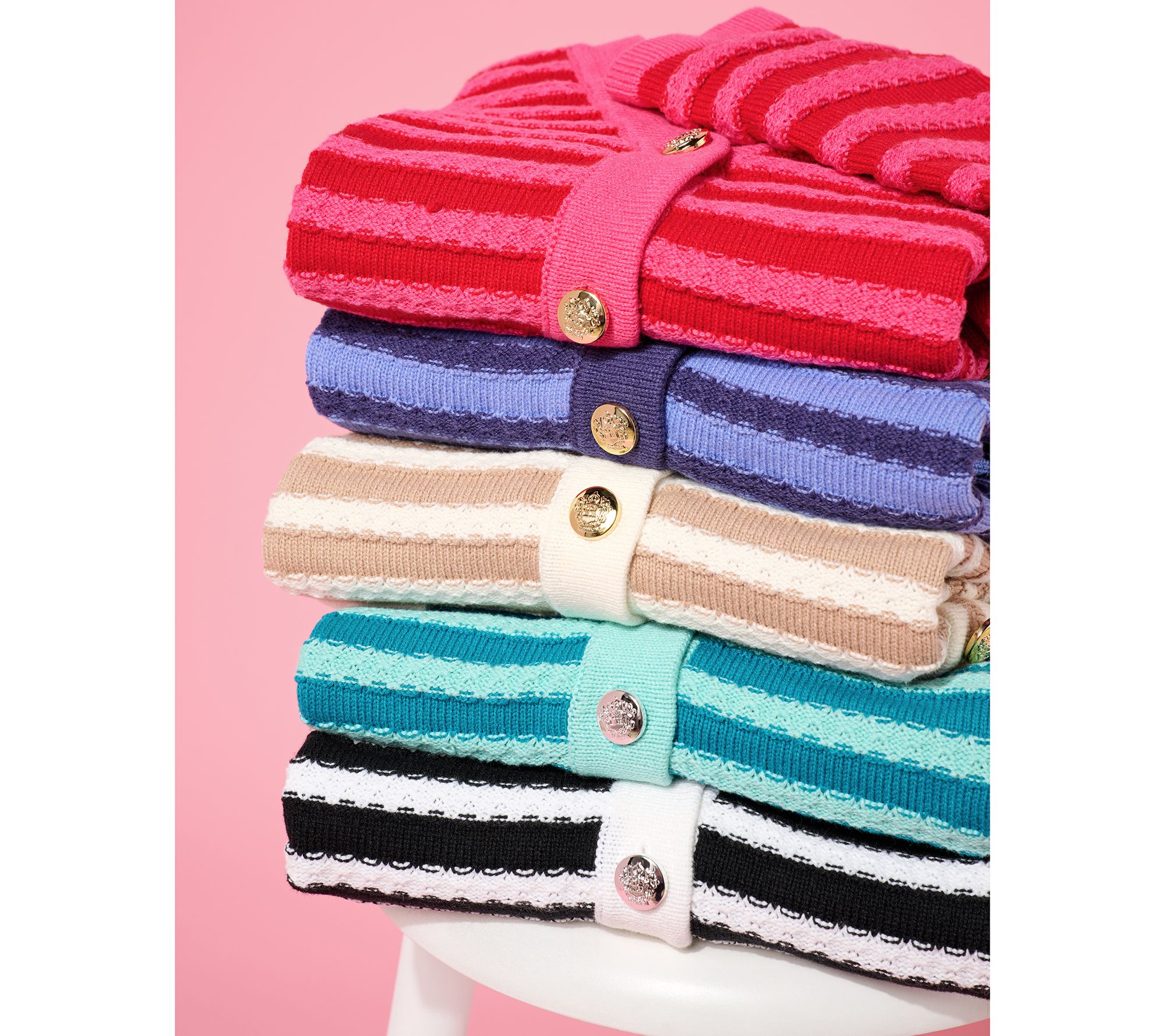 Isaac Mizrahi Live! Striped Button-Front Sweater Cardigan