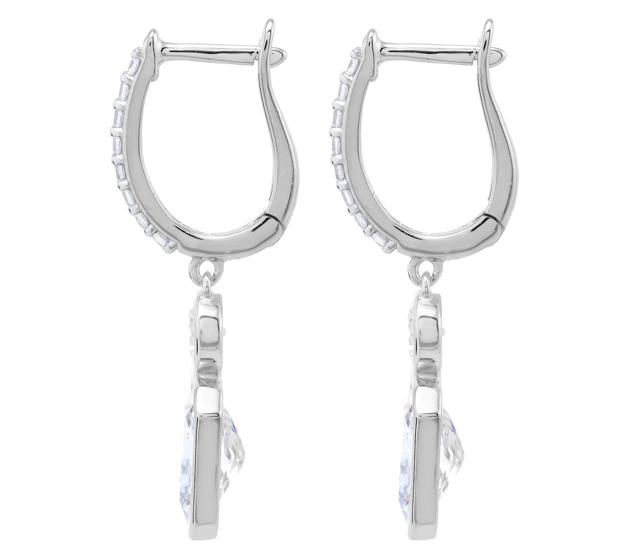 Diamonique x Jennifer Miller Asscher Dangle Earrings, Sterling