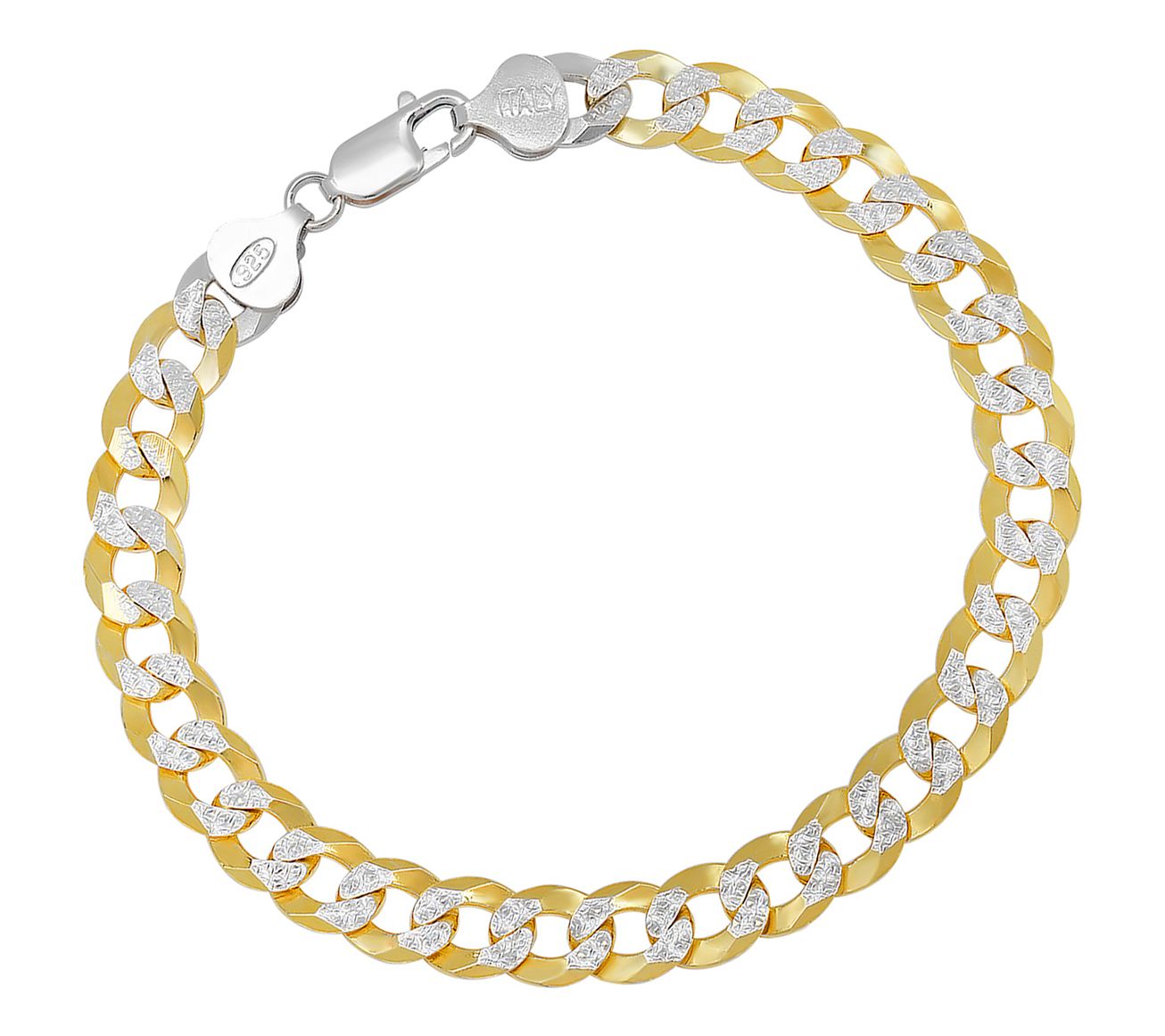 Silver Style Two-Tone Curb Link Bracelet, Sterling