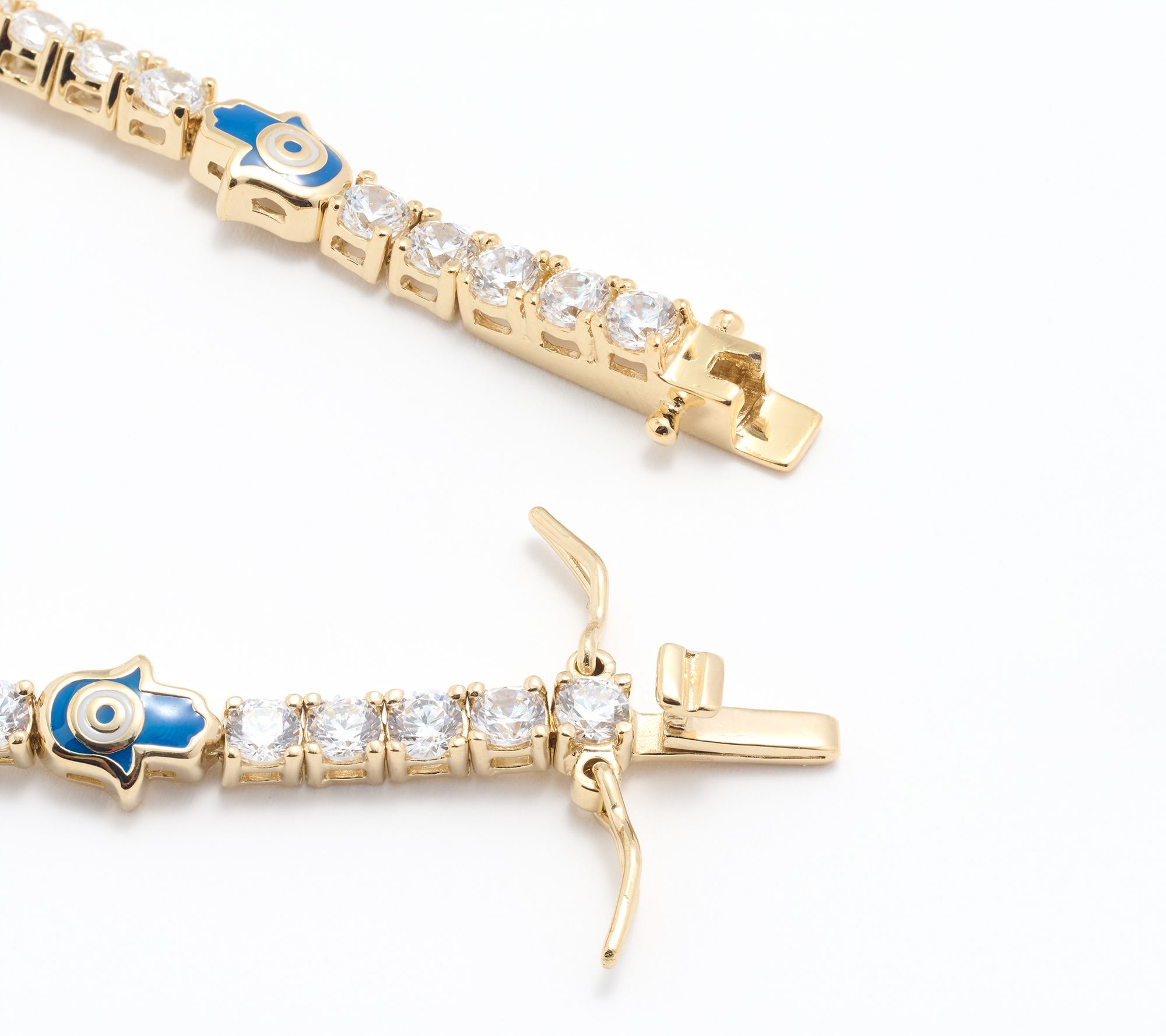 Karma & Luck Evil Eye & Hamsa Tennis Bracelet Goldtone