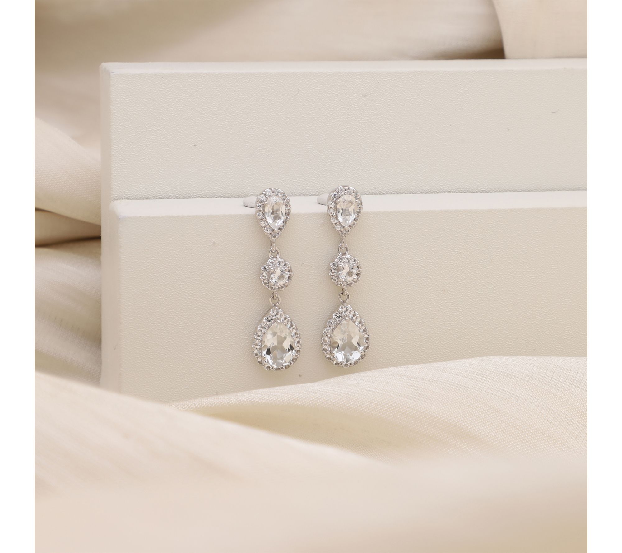 Ariva Sterling Silver White Topaz Dazzling DropEarrings