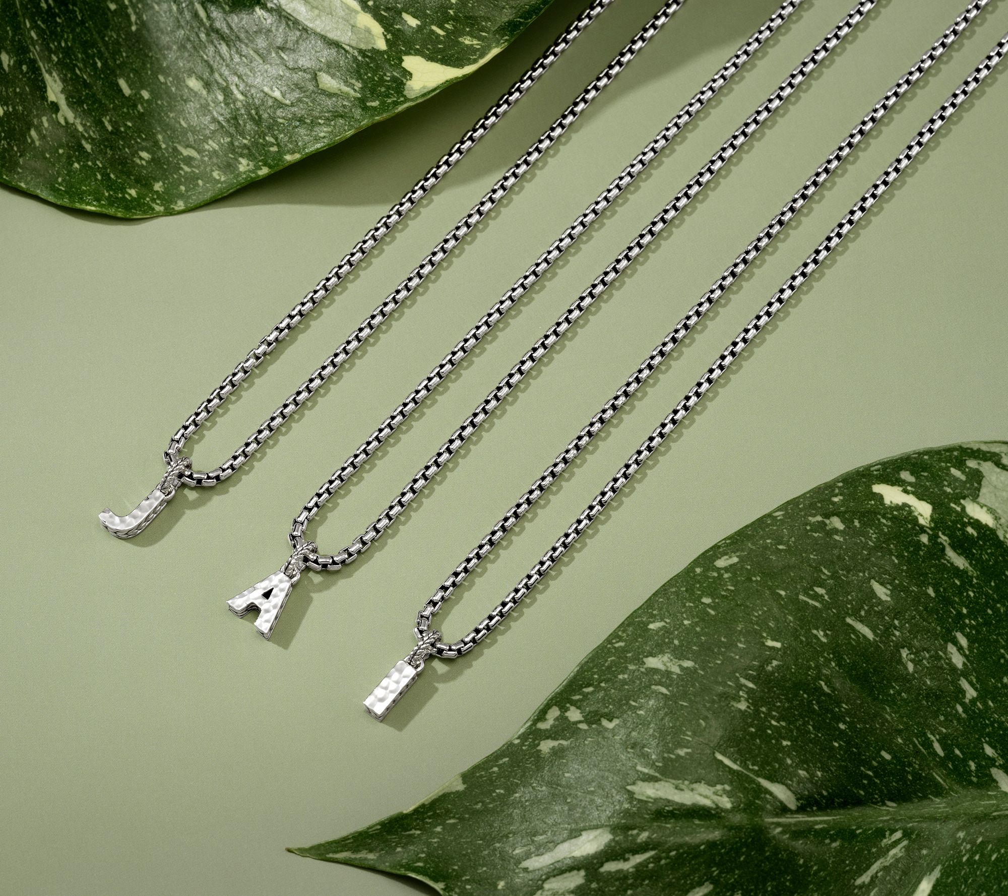 JAI Sterling Silver 2.7mm Box Chain Initial 18