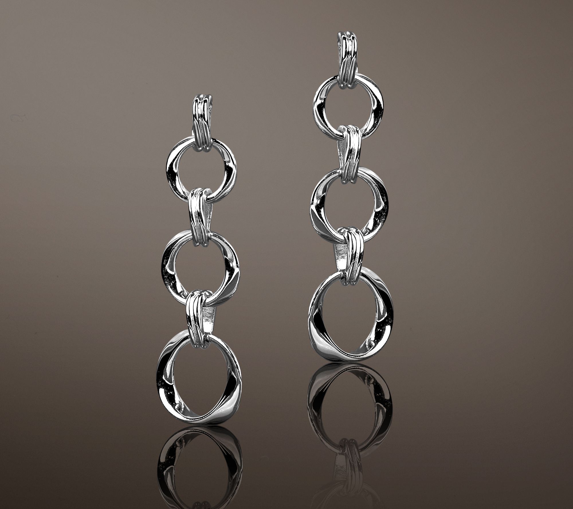 Christian James by Scott Grimes Sterling Silver Ripple Circle Drop Earrings