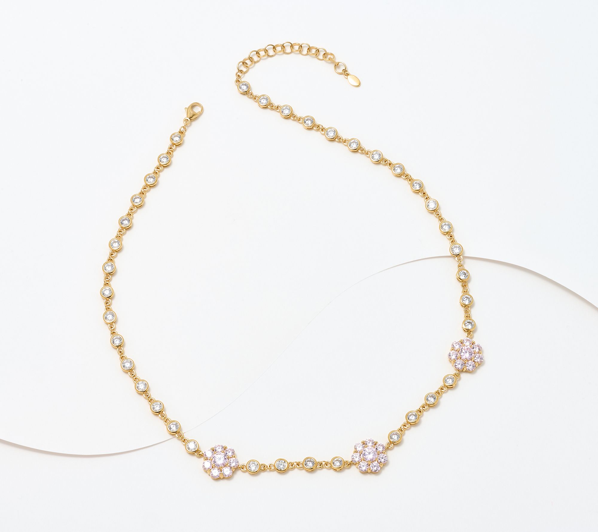 Diamonique x Lulu Frost Pink Flower Necklace, Sterling Silver