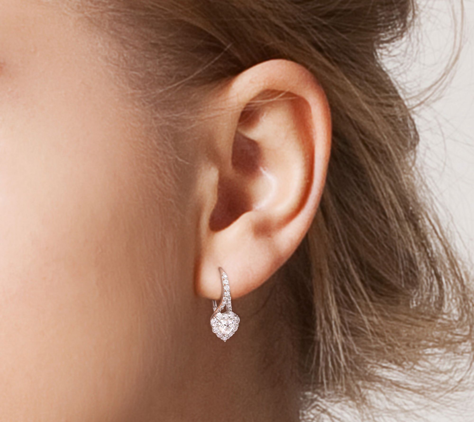 MoissanIce Moissanite 1.80 cttw Heart Earrings, Sterling