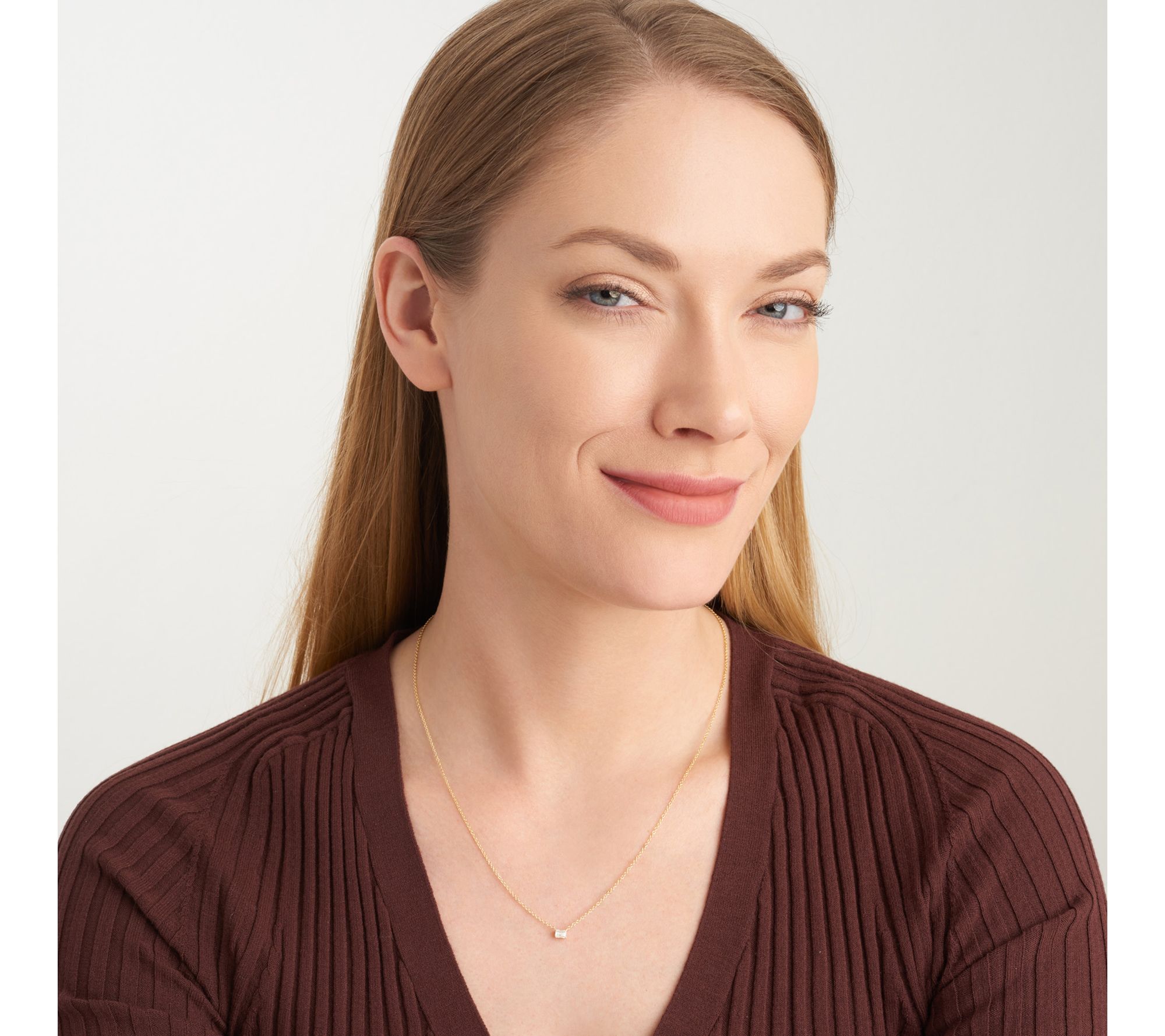 LuxLab 0.25 cttw Grown Diamond Necklace, 18K Go ld Plated