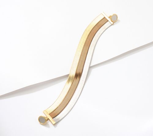 David Markstein Bronze 3-Row Flexible Herringbone Bracelet