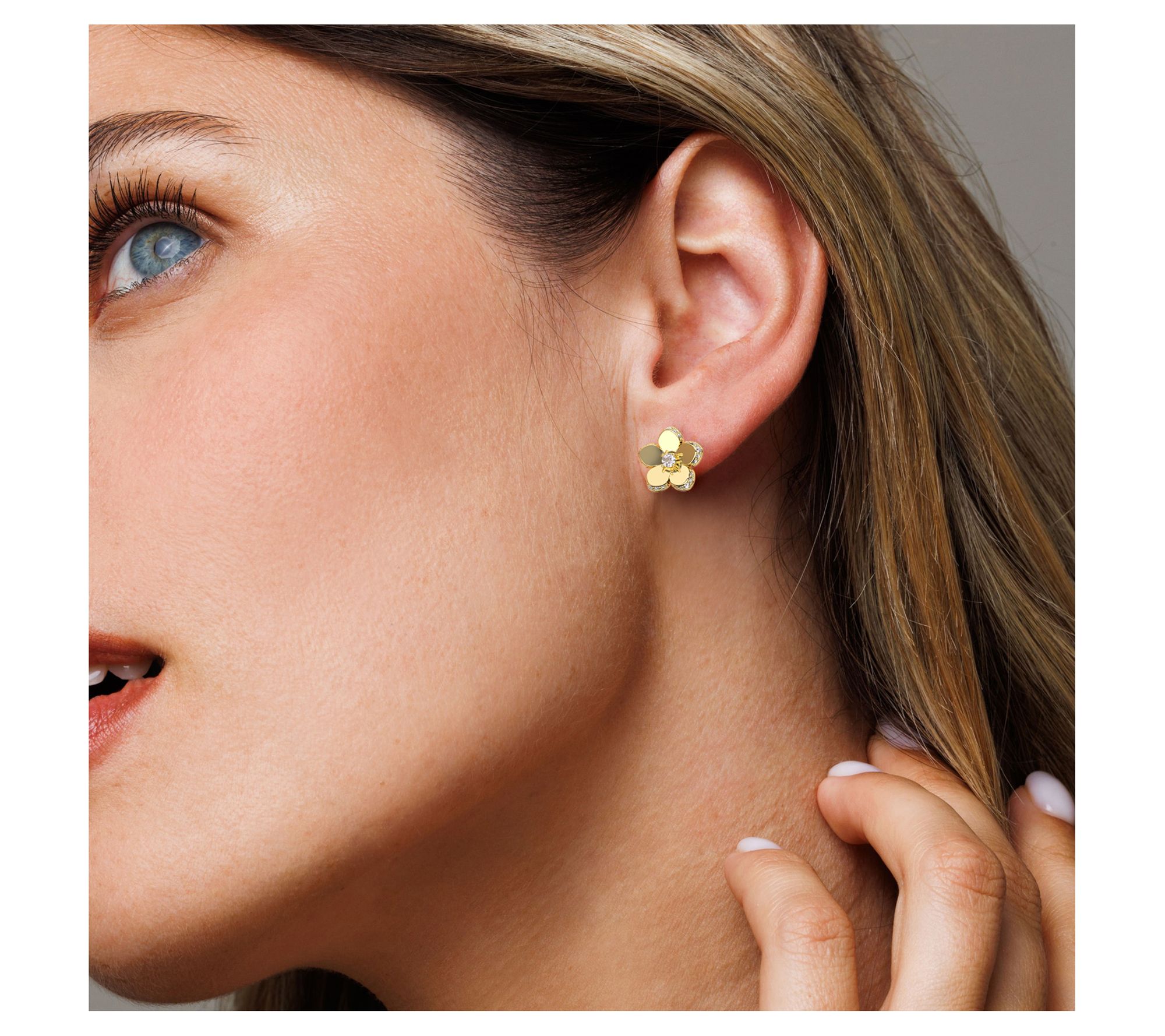 Diamonique 0.55 cttw Flower Stud Earrings, Sterling Silver