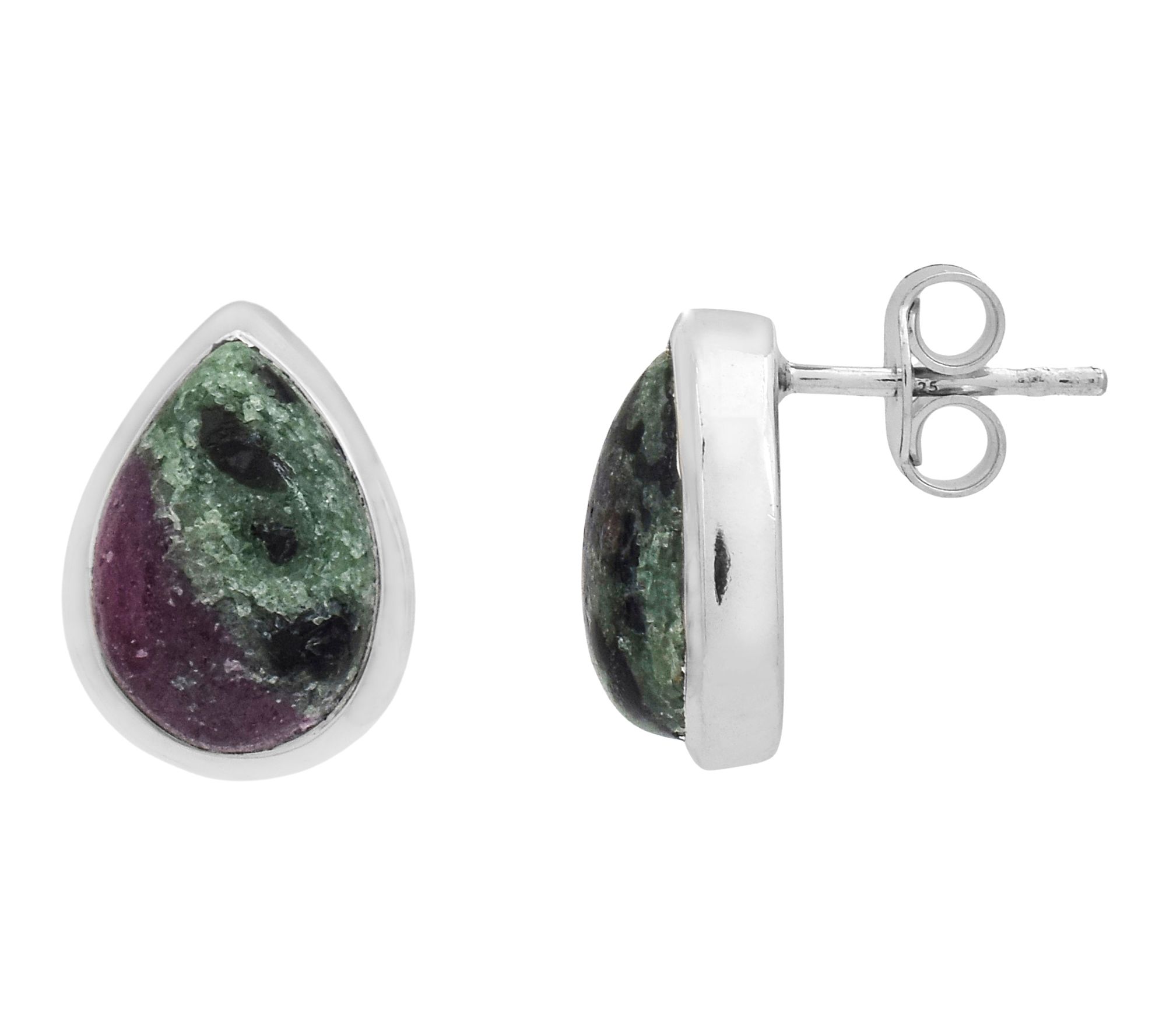 Affinity Gems Ruby Zoisite Stud Earrings, Sterling Silver
