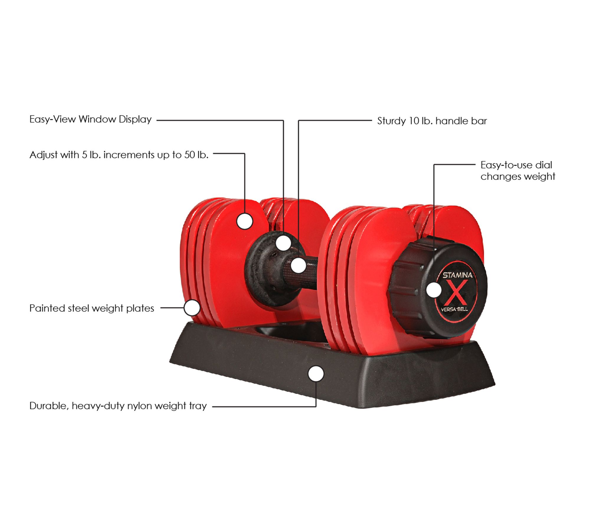 Stamina Adjustable Up to 50lbs Versa-Bell Dumbbll