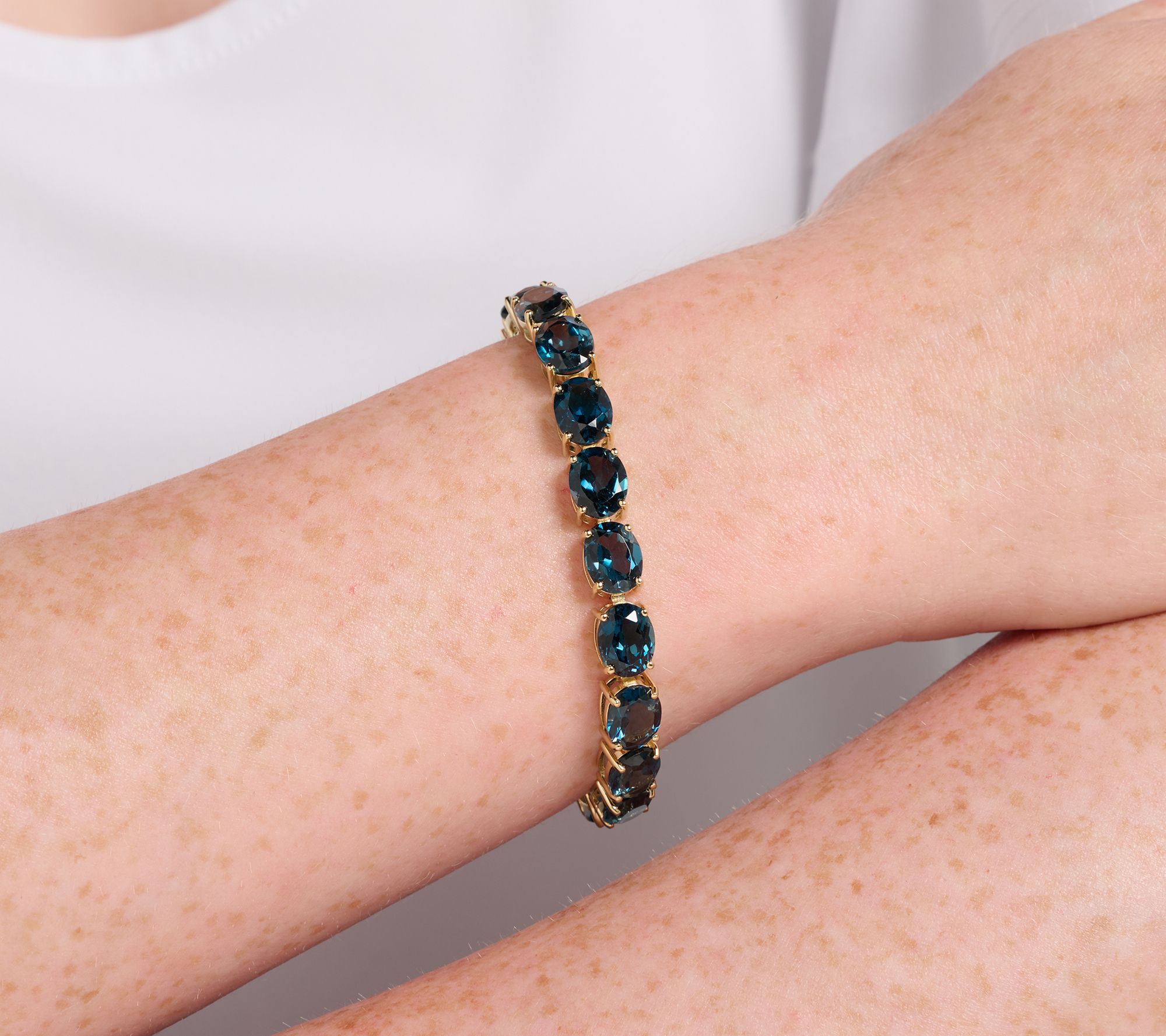 Affinity Gems Oval London Blue Topaz Tennis Bracelet Sterling Silver