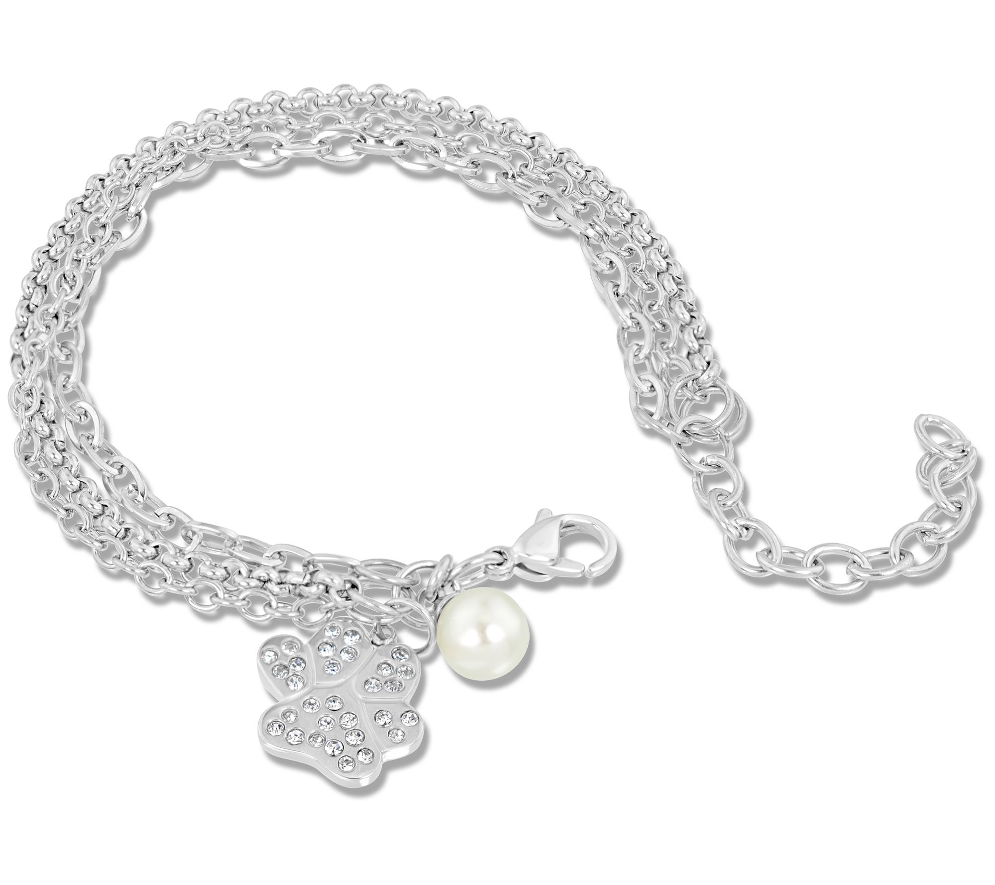 Steel by Design Triple Strand Animal Charm Bracelet