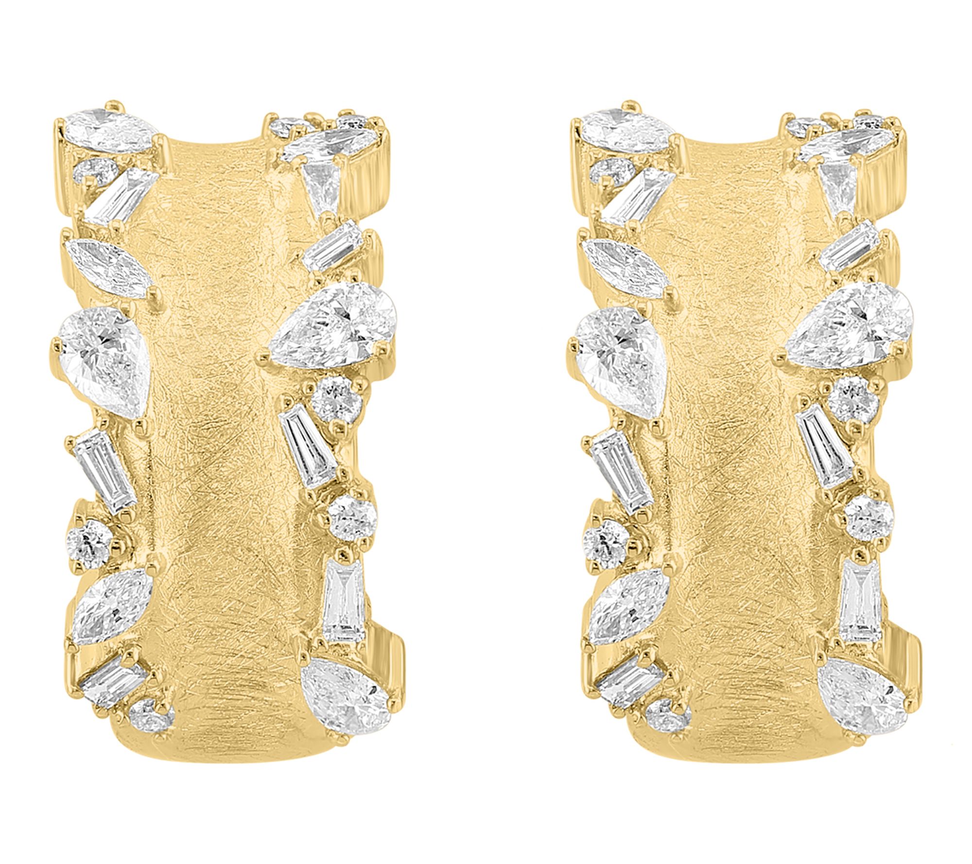 Effy 1.00 cttw Diamond Hoop Earrings, 14K Gold