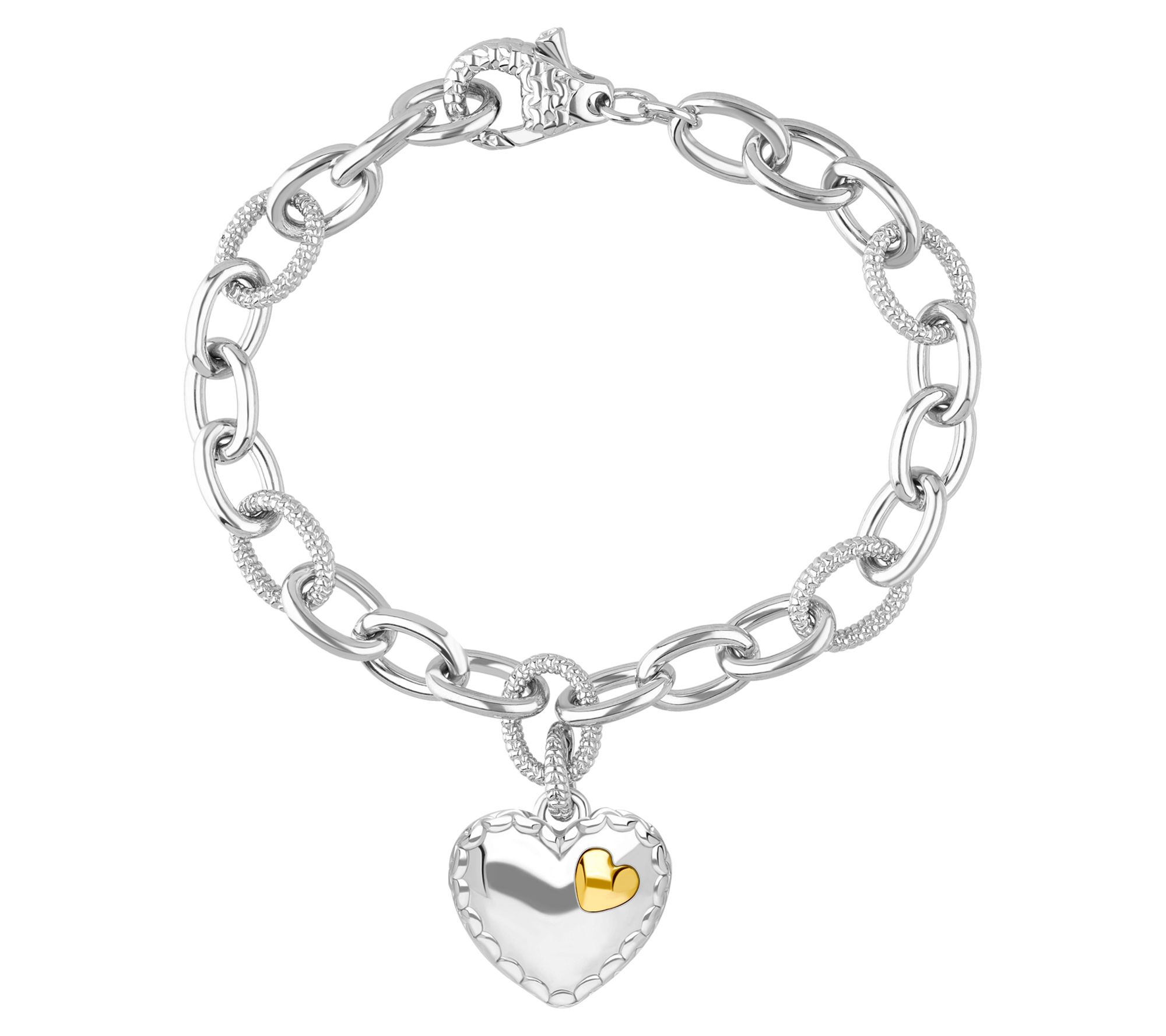 Tiffany Kay Studio Sterling & 14K Clad Heart Charm Bracelet
