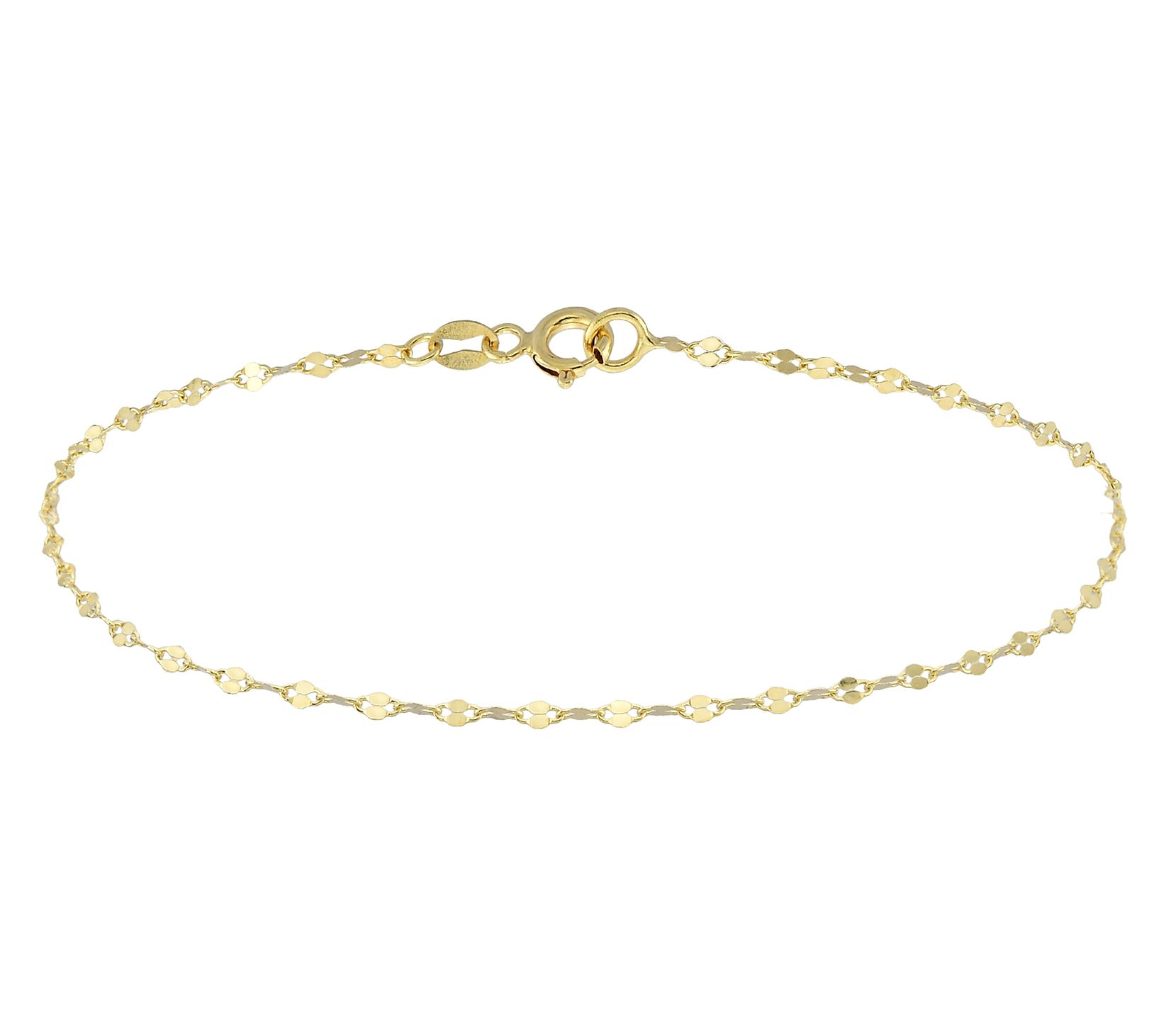 Adorna 14K Gold 1.6mm Solid Mirror Link Bracelet