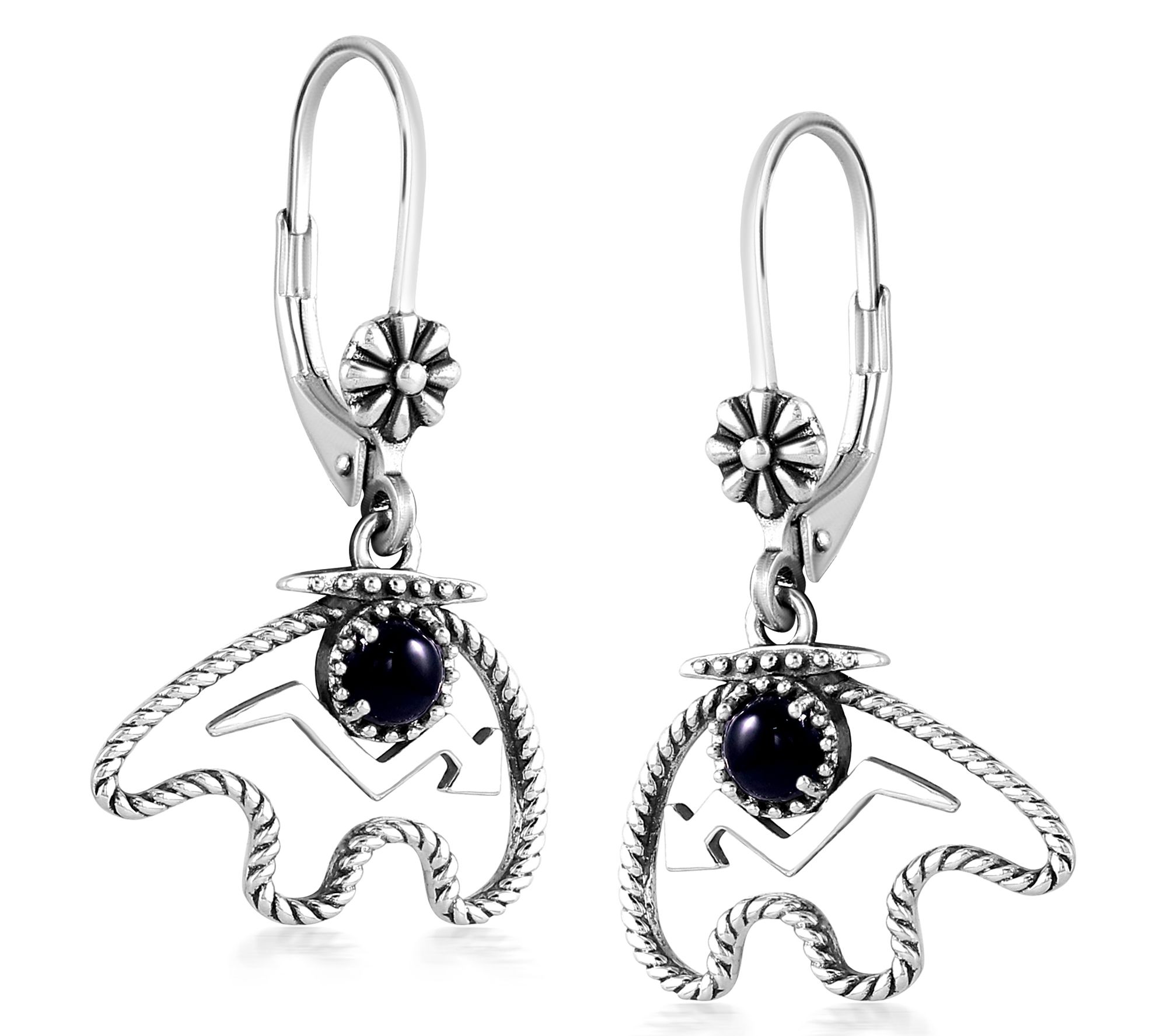 American West Sterling Gemstone Bear Lever BackEarrings
