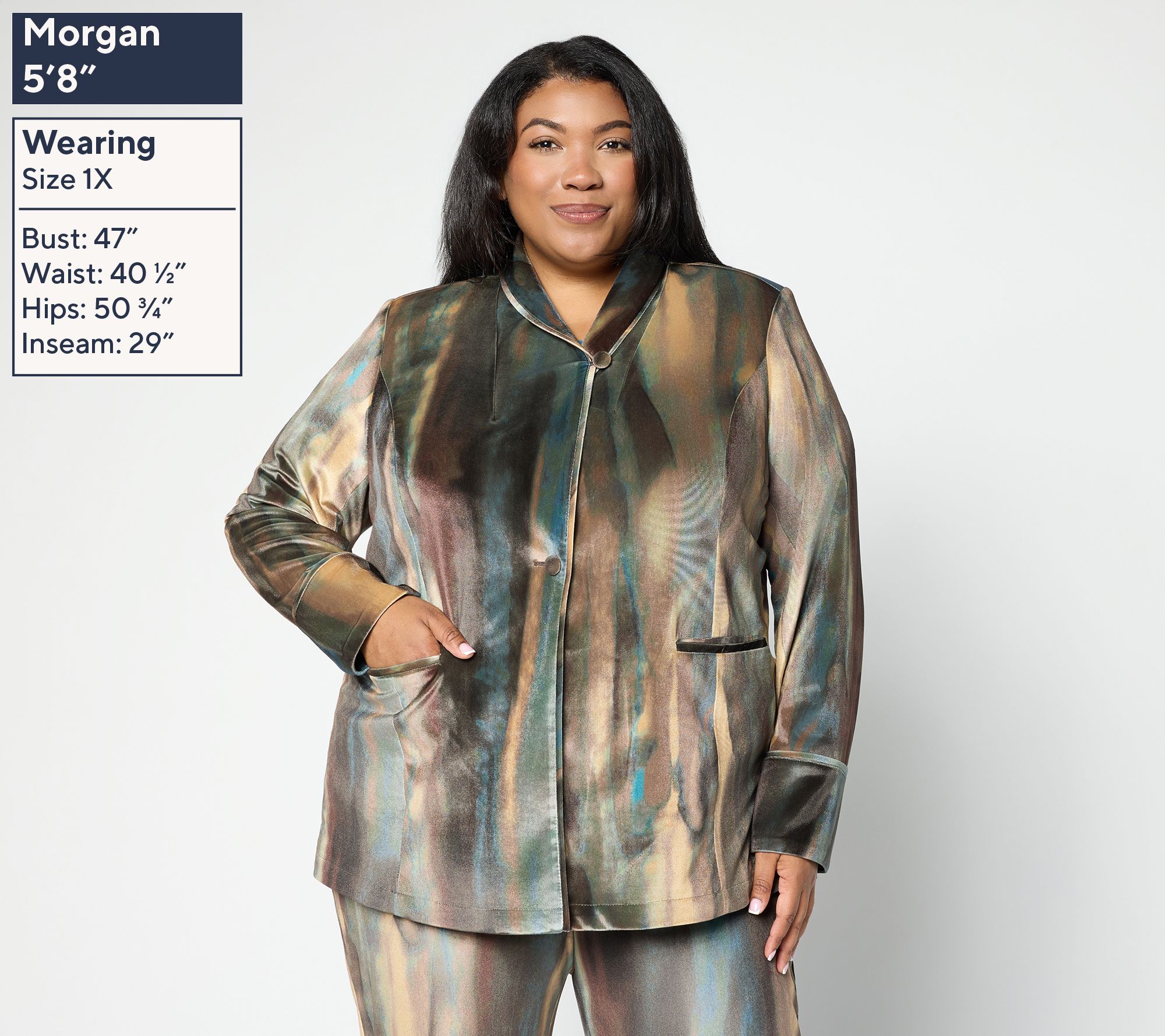 LOGO by Lori Goldstein Printed Velvet Shawl Collar Blazer