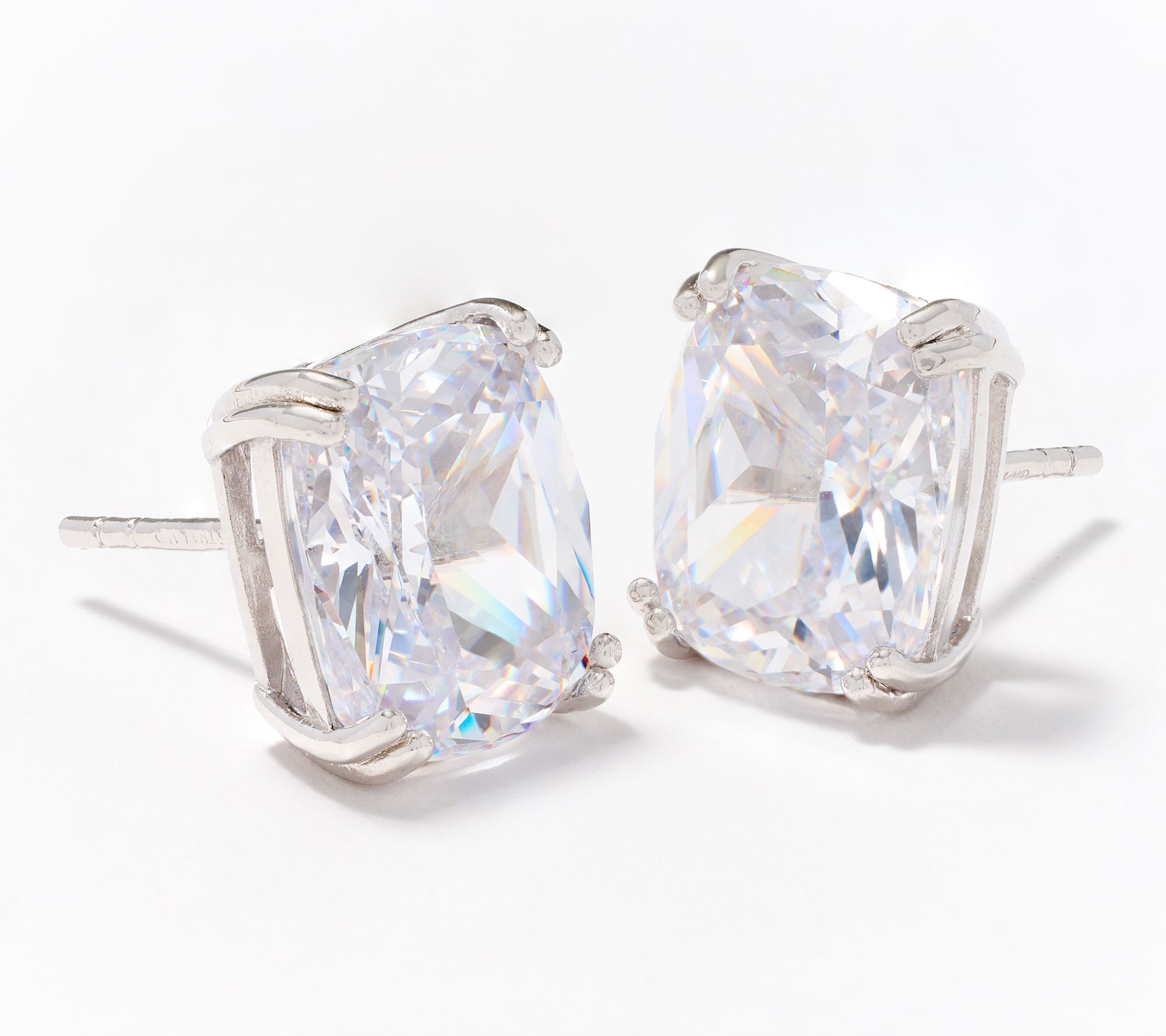 Diamonique x Jennifer Miller Large Cushion Stud Earrings, Sterling Silver