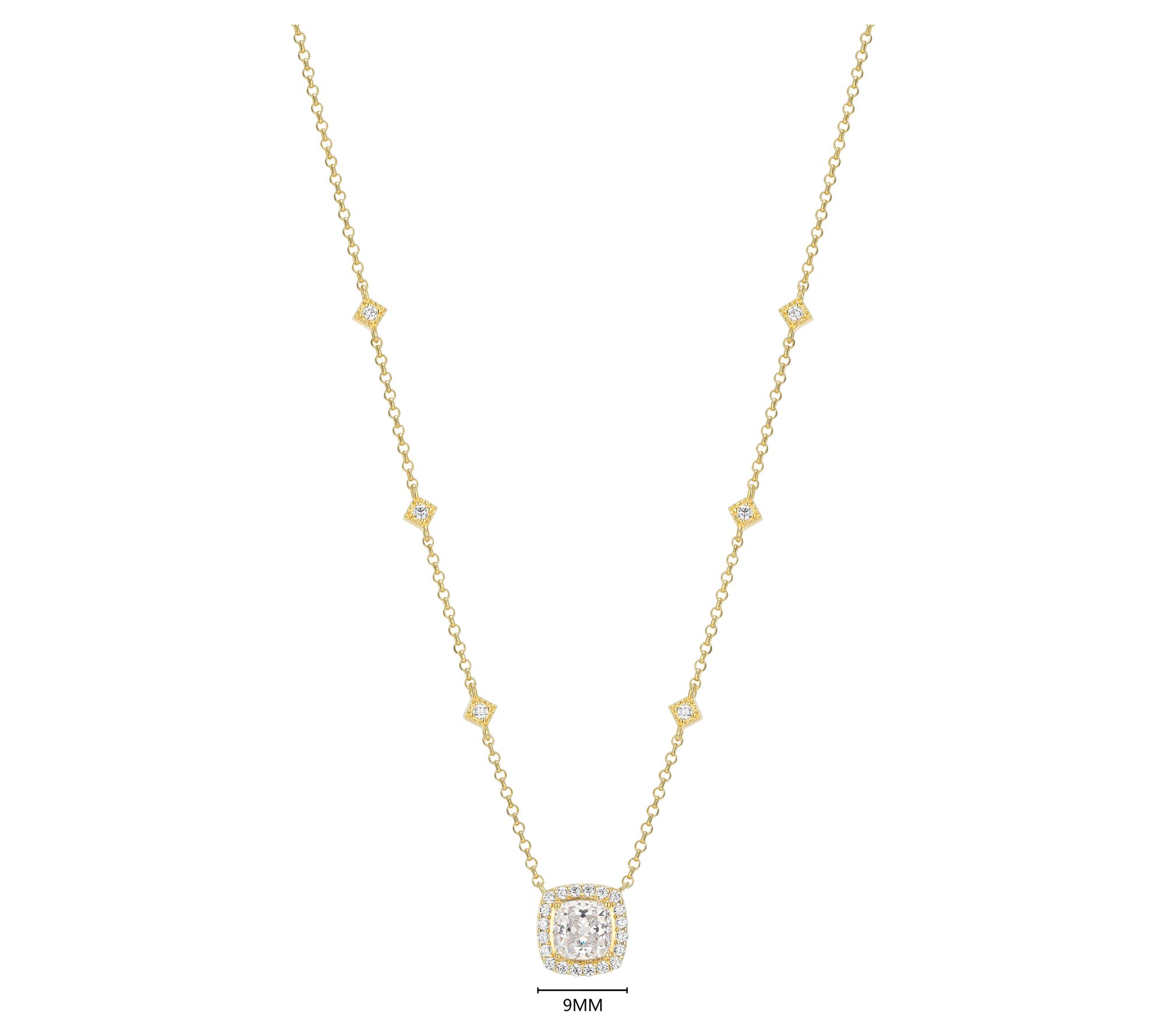 Sterling Silver Moissanite Cushion Cut StationNecklace