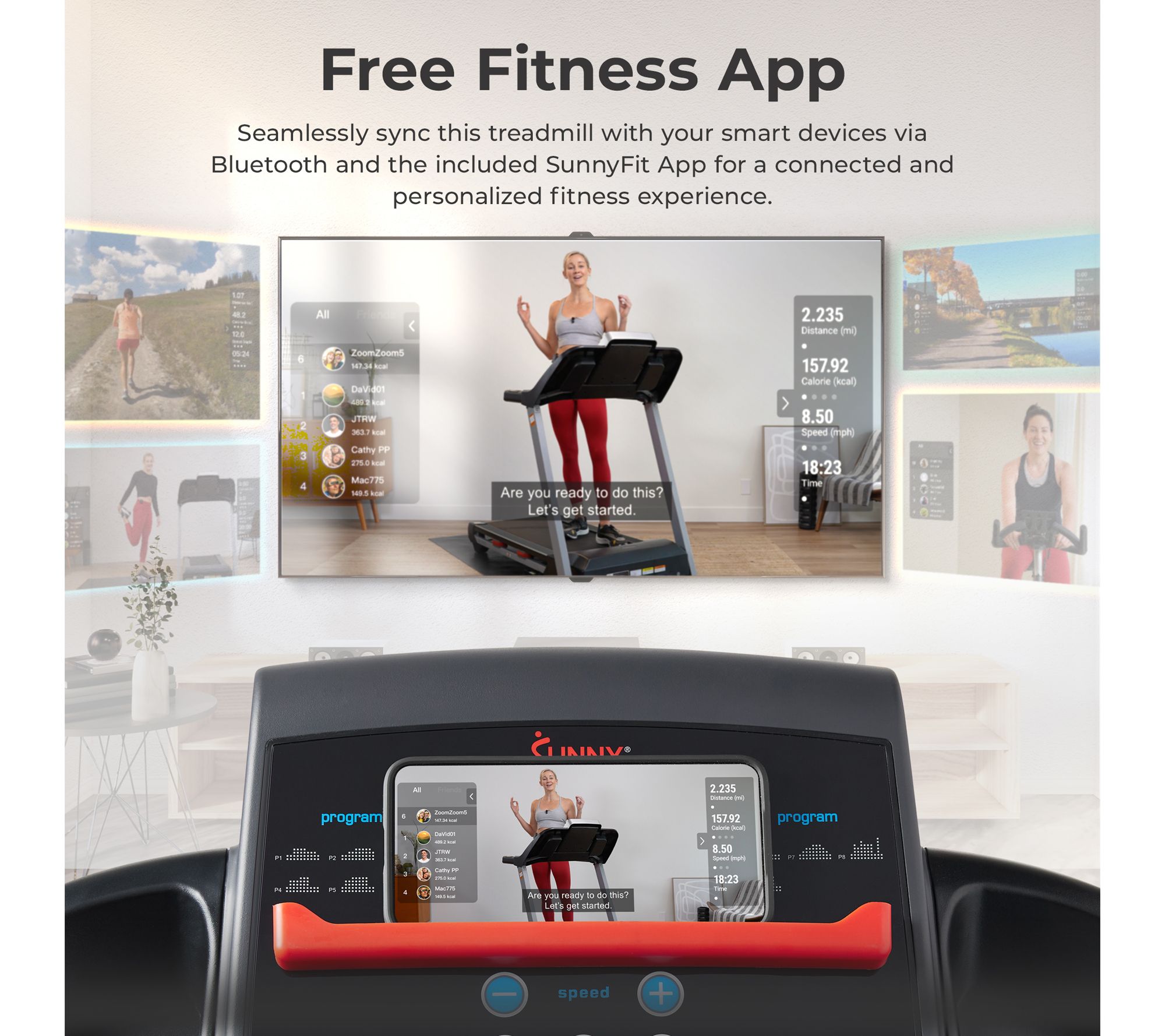 Sunny Manual Incline SMART Treadmill